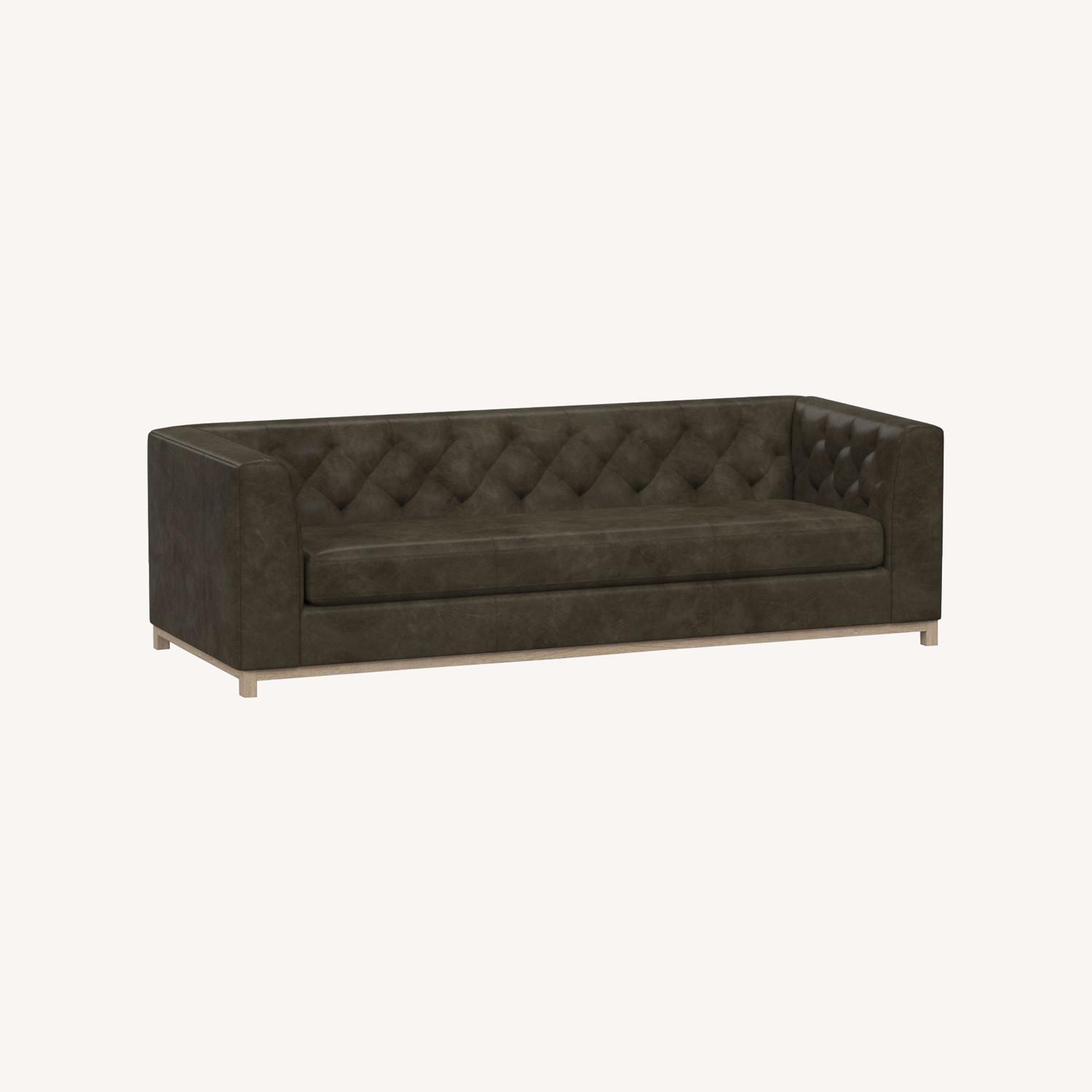 Pottery Barn Henley Tufted Leather Sofa AptDeco