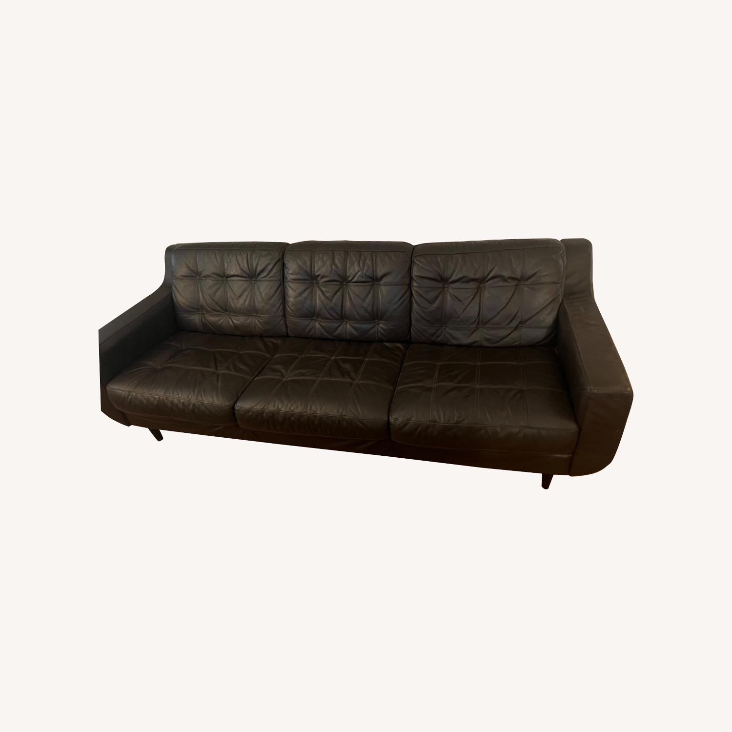 Havertys Metropolis Leather Mid Century Modern Sofa AptDeco