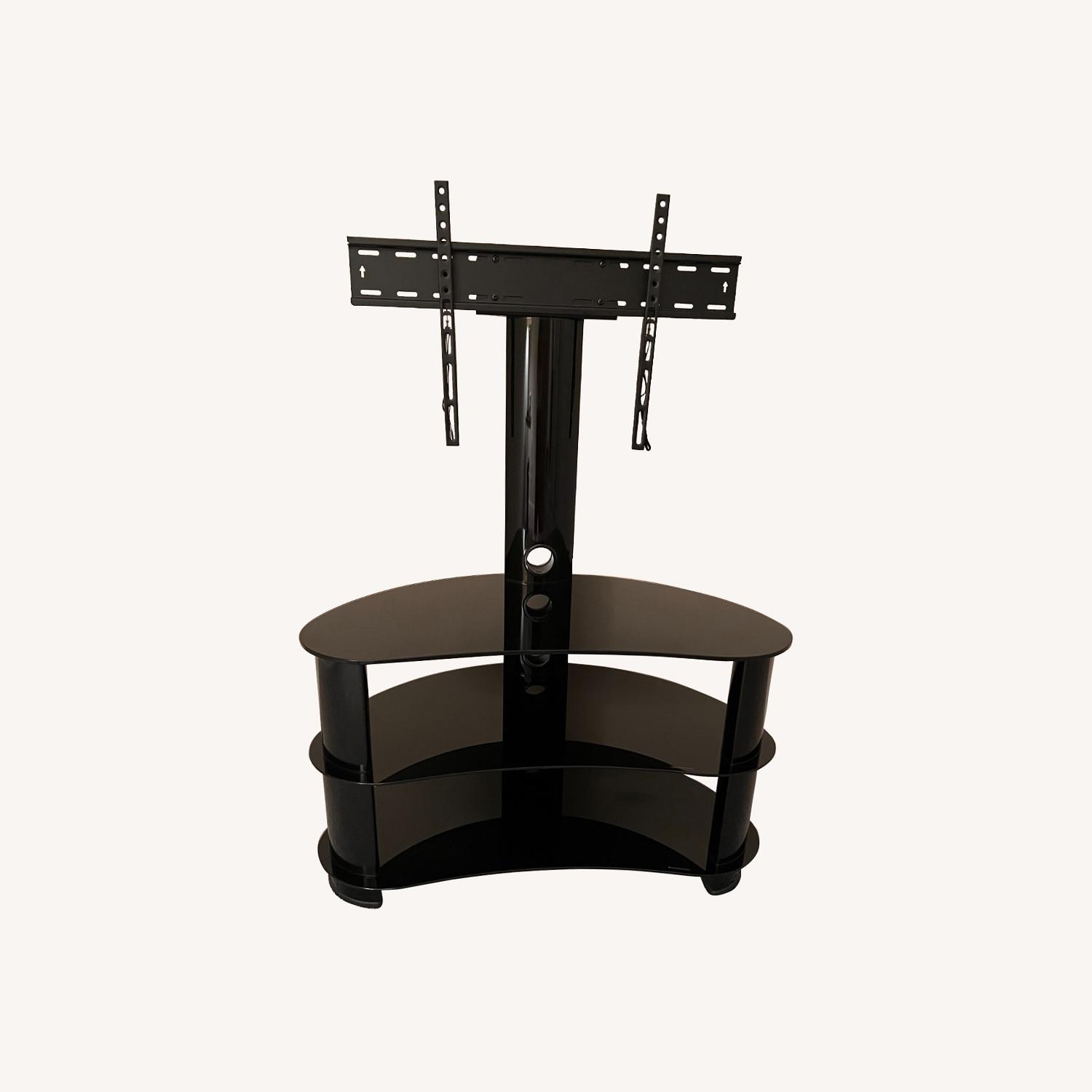 Curved Pedestal Media Stand with Adjustable Mount - image-0
