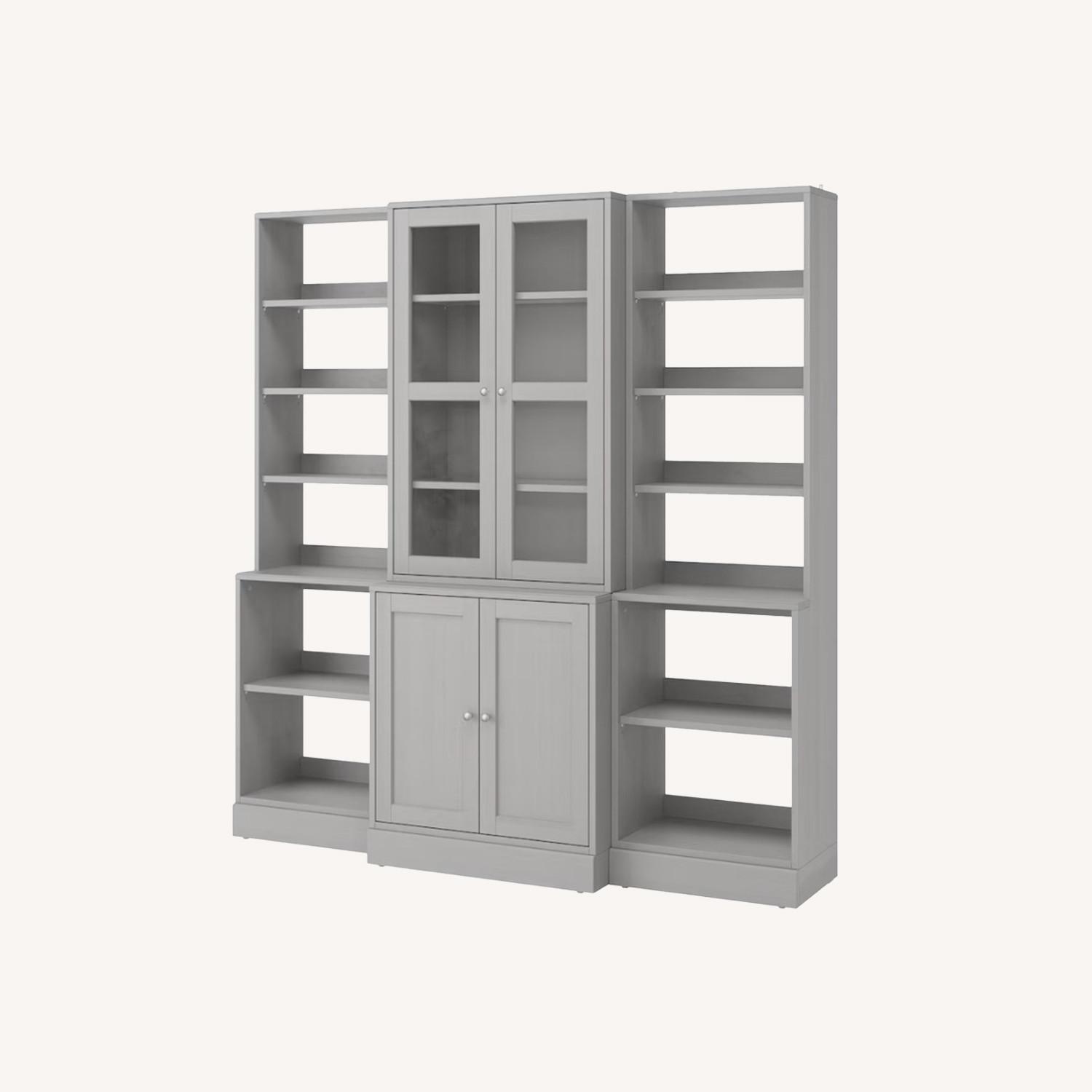 IKEA Wood and Glass Bookcase With Lights - image-0