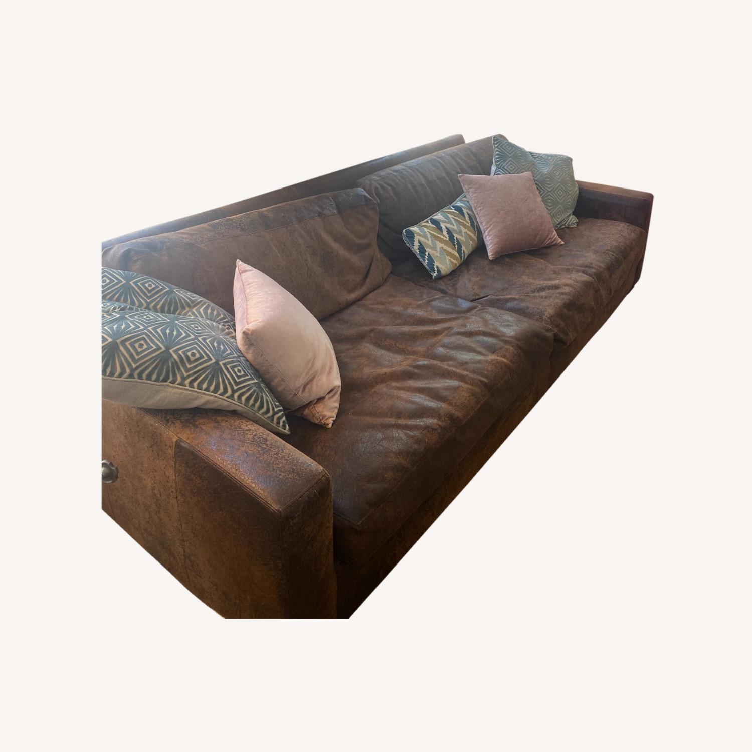 Restoration Hardware 9' Maxwell Leather Sofa - image-4