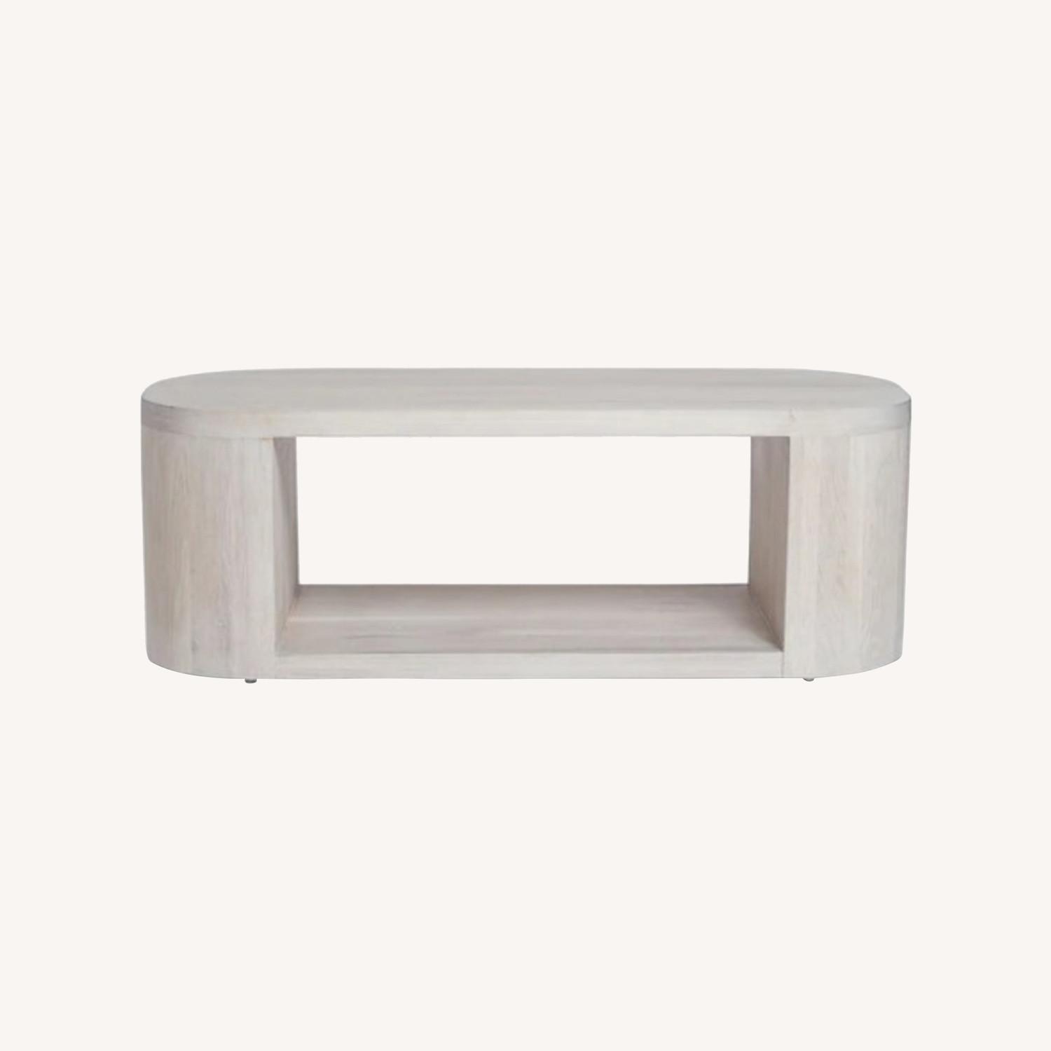 French Coastal Luna Oval Coffee Table Washed Oak - image-0