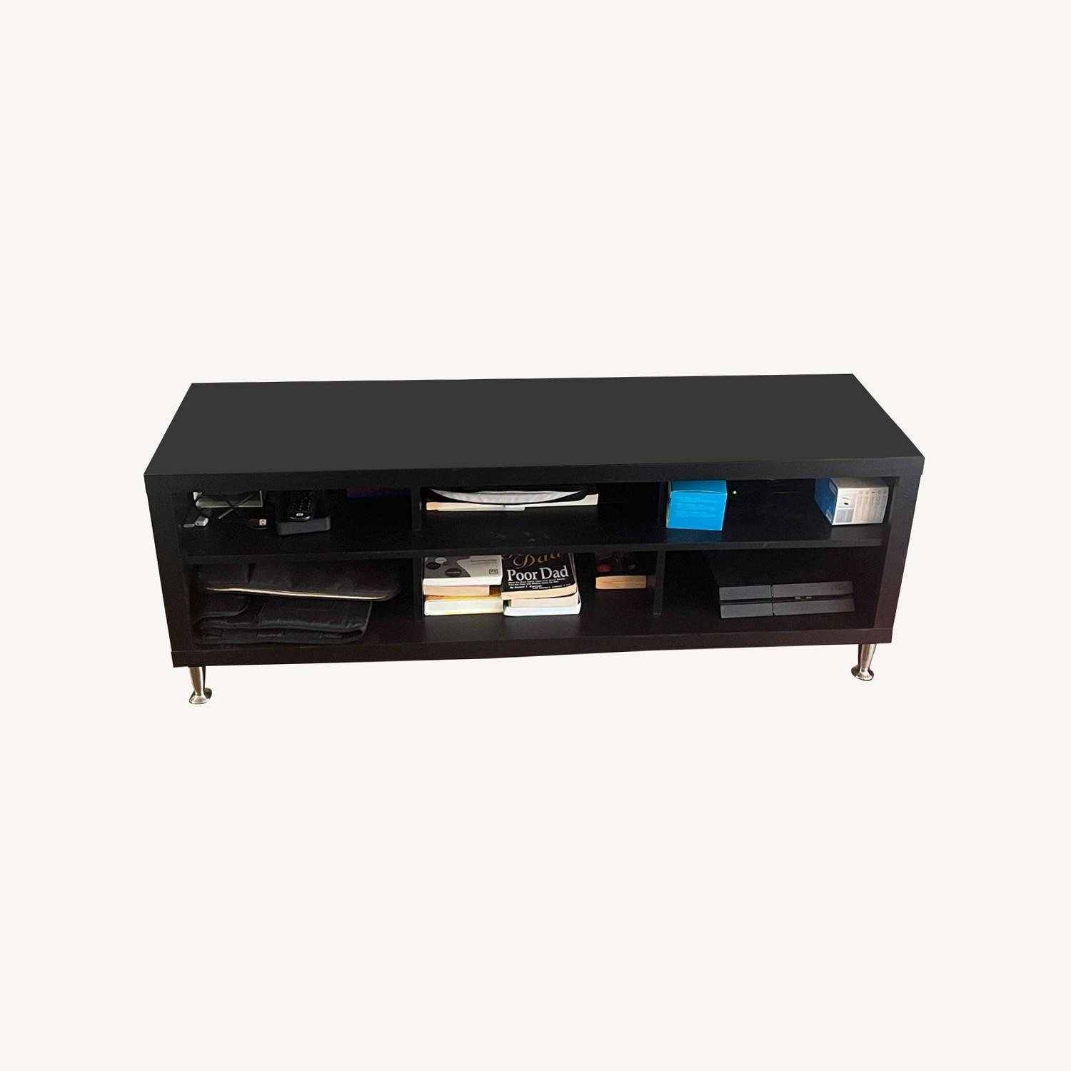 Black Media Storage TV Stand With 6 AptDeco