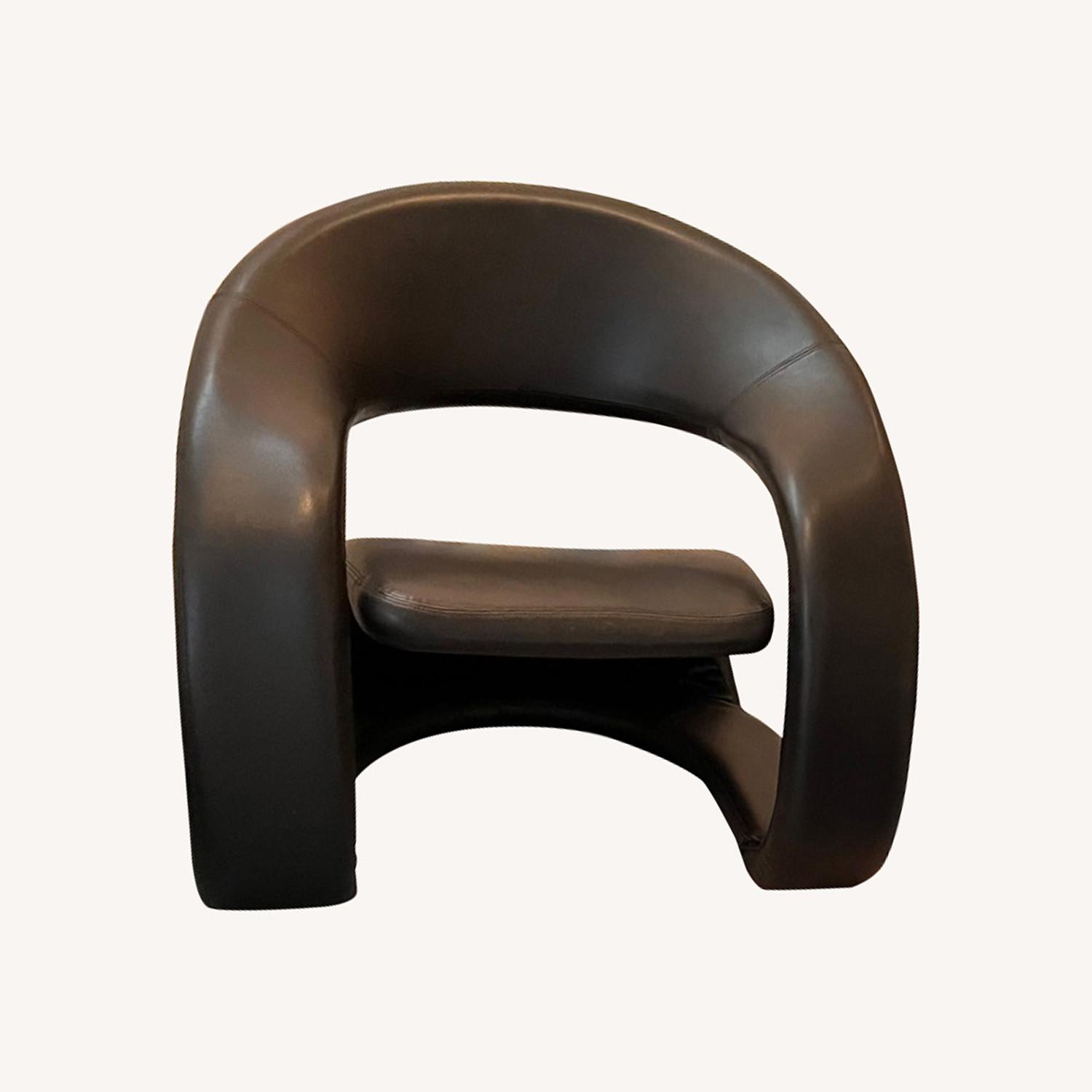 Vintage Black Leather Arm Chairs AptDeco