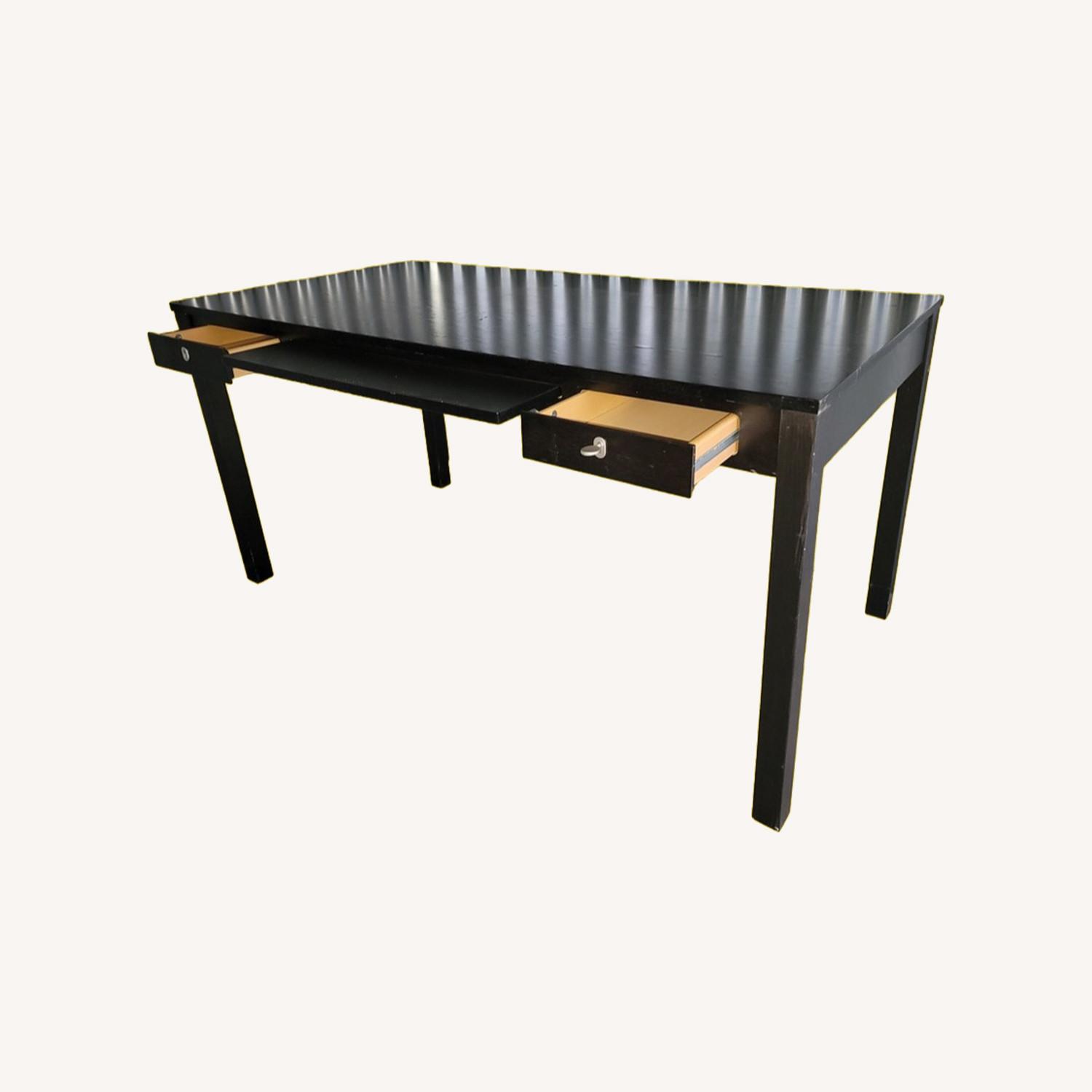 Black Colored Desk - With 2 Drawers Desk + A Pull-Out - image-0