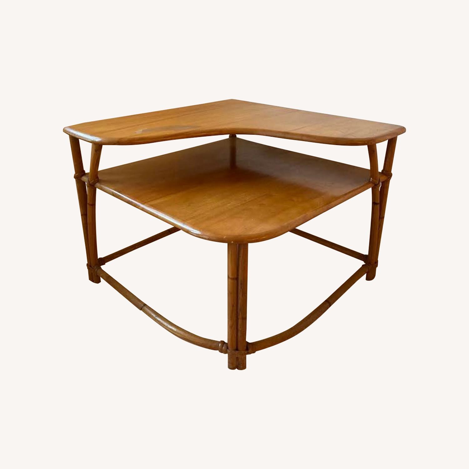 Heywood Wakefield Maple Bamboo Tiered End Table AptDeco