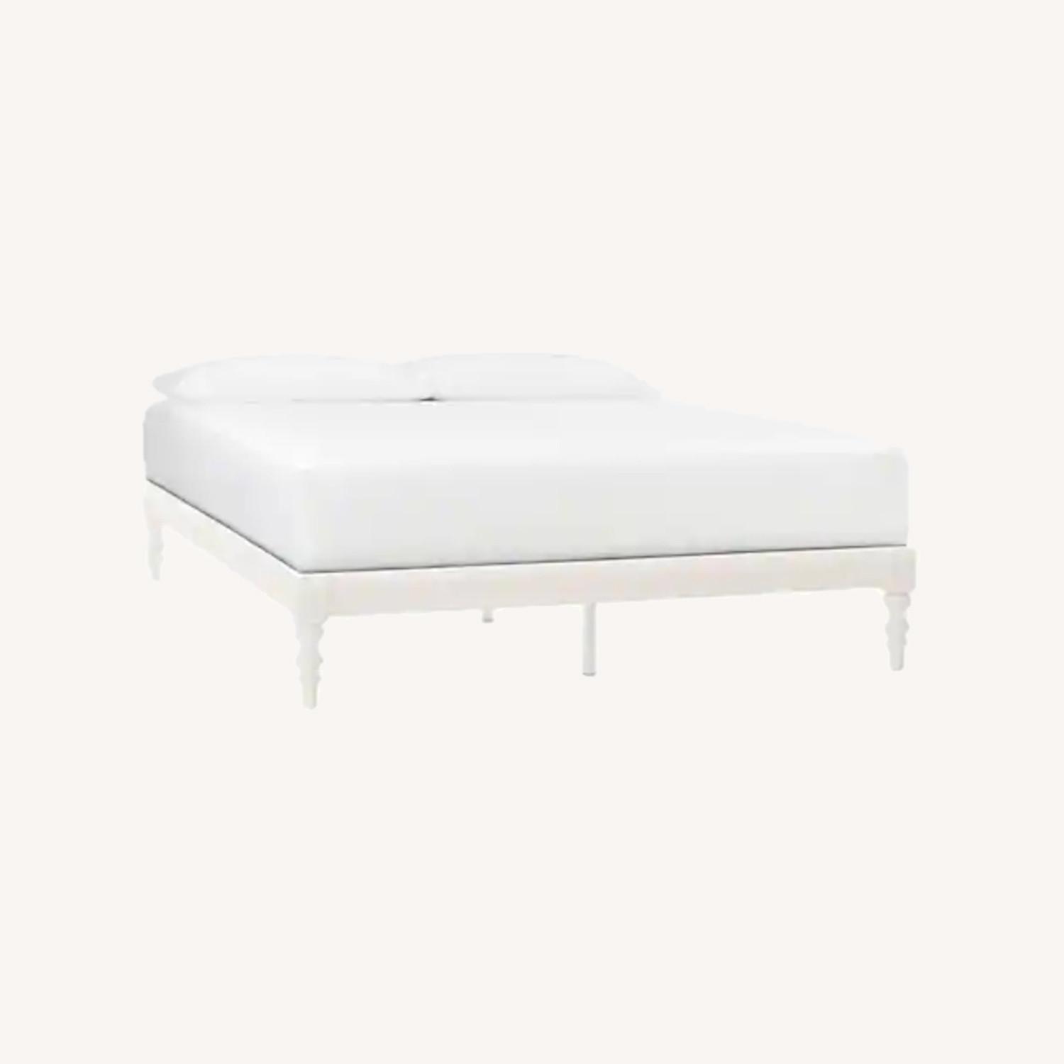 White Wood Queen Platform Bed - AptDeco