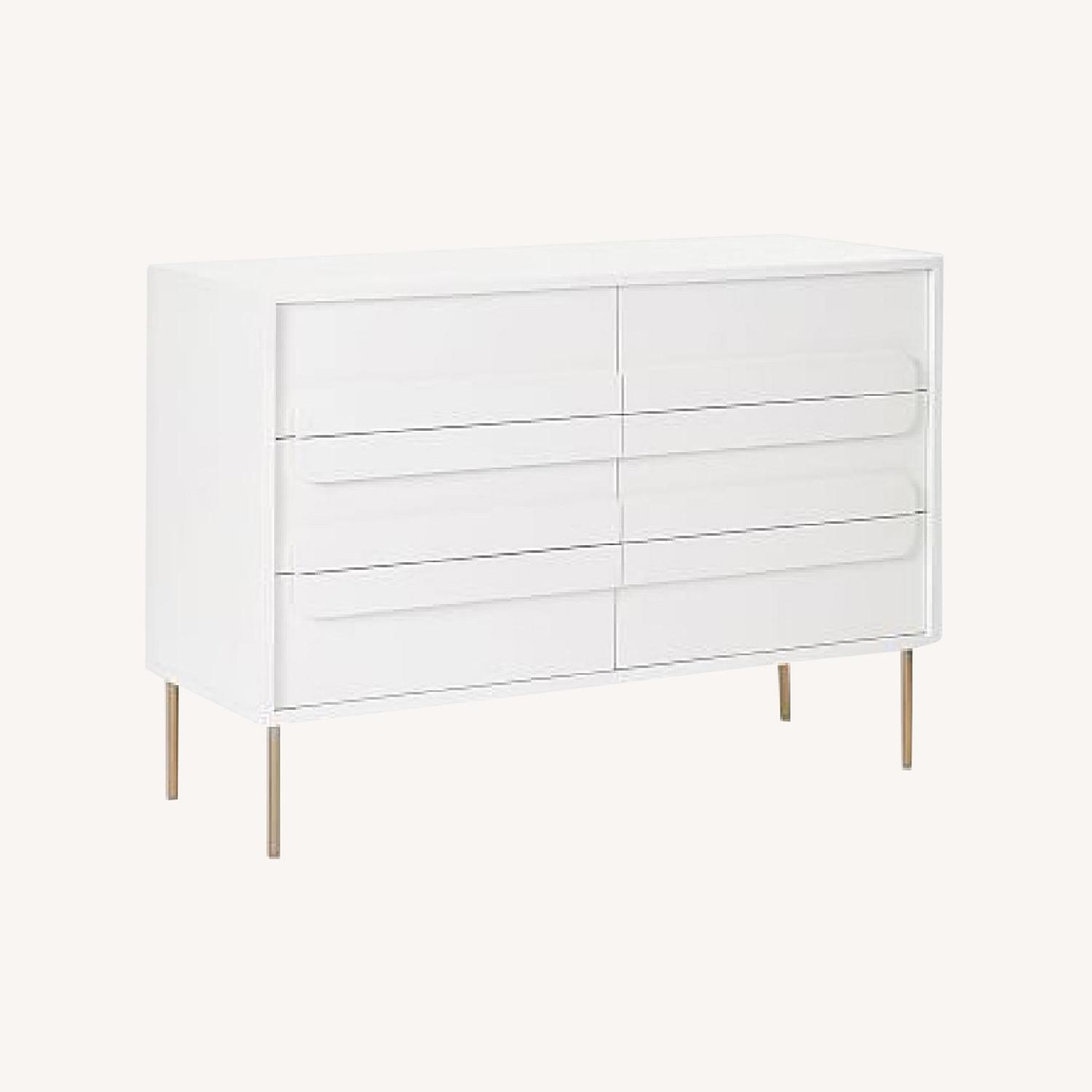 West Elm White 6 Drawer Gemini Dresser - AptDeco