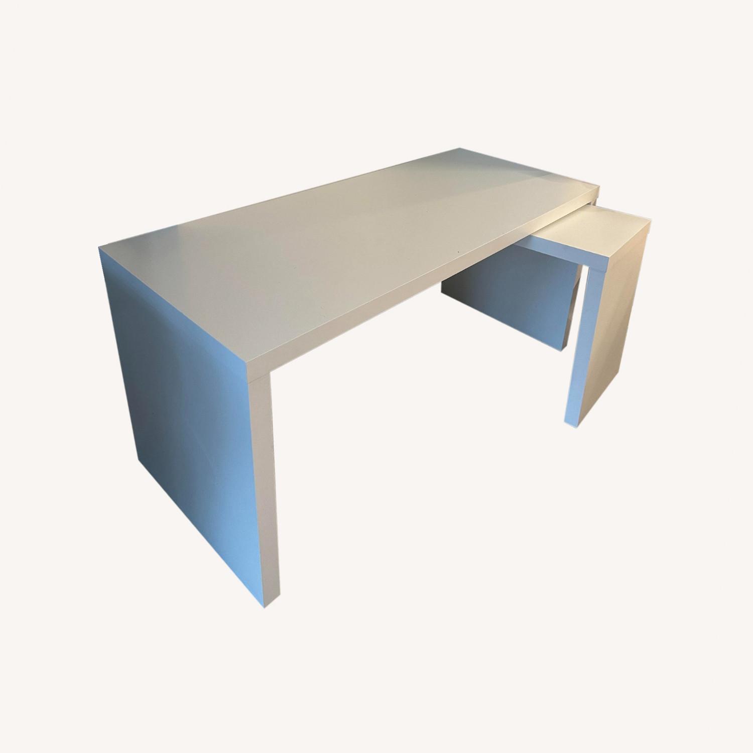 IKEA White Desk With Pull Out Panel - image-0