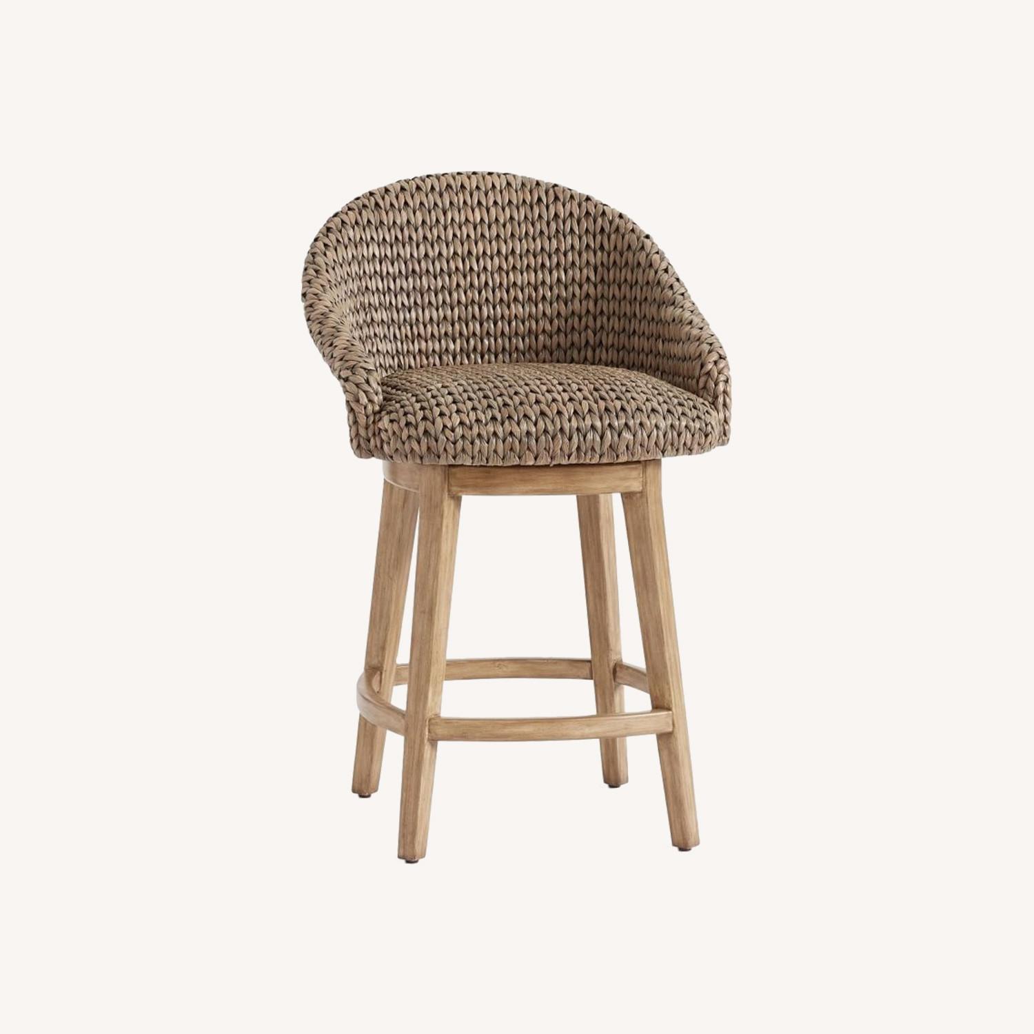 Pottery Barn Seagrass Bucket Swivel Counter Stool AptDeco