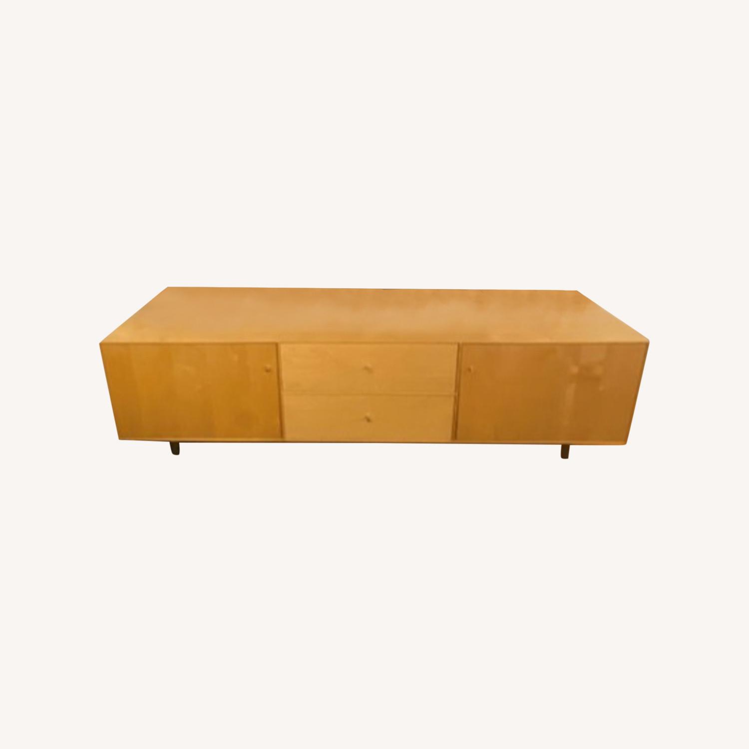 Room & Board Console Solid Maple Wood Steel Base AptDeco