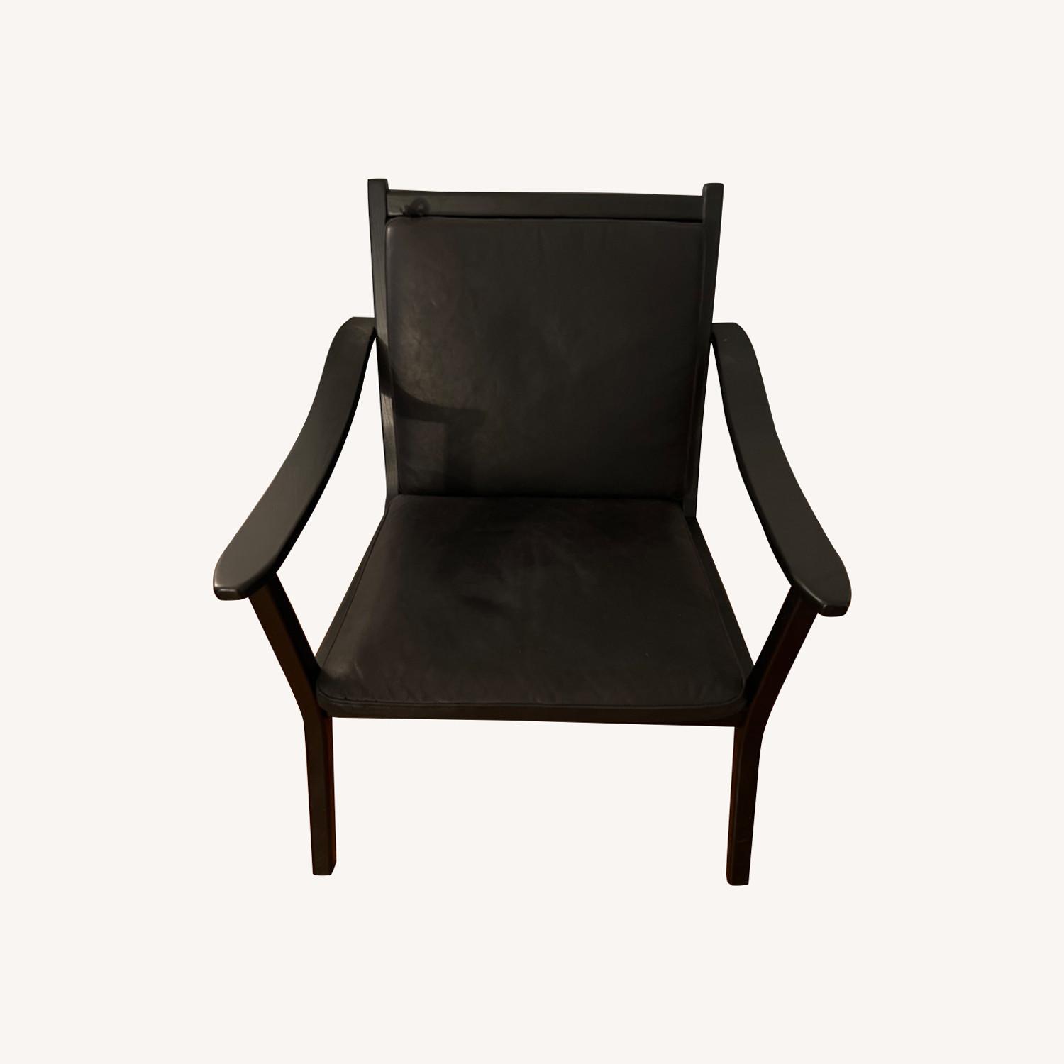 CB2 Parlay Black Leather Lounge Chair - image-0