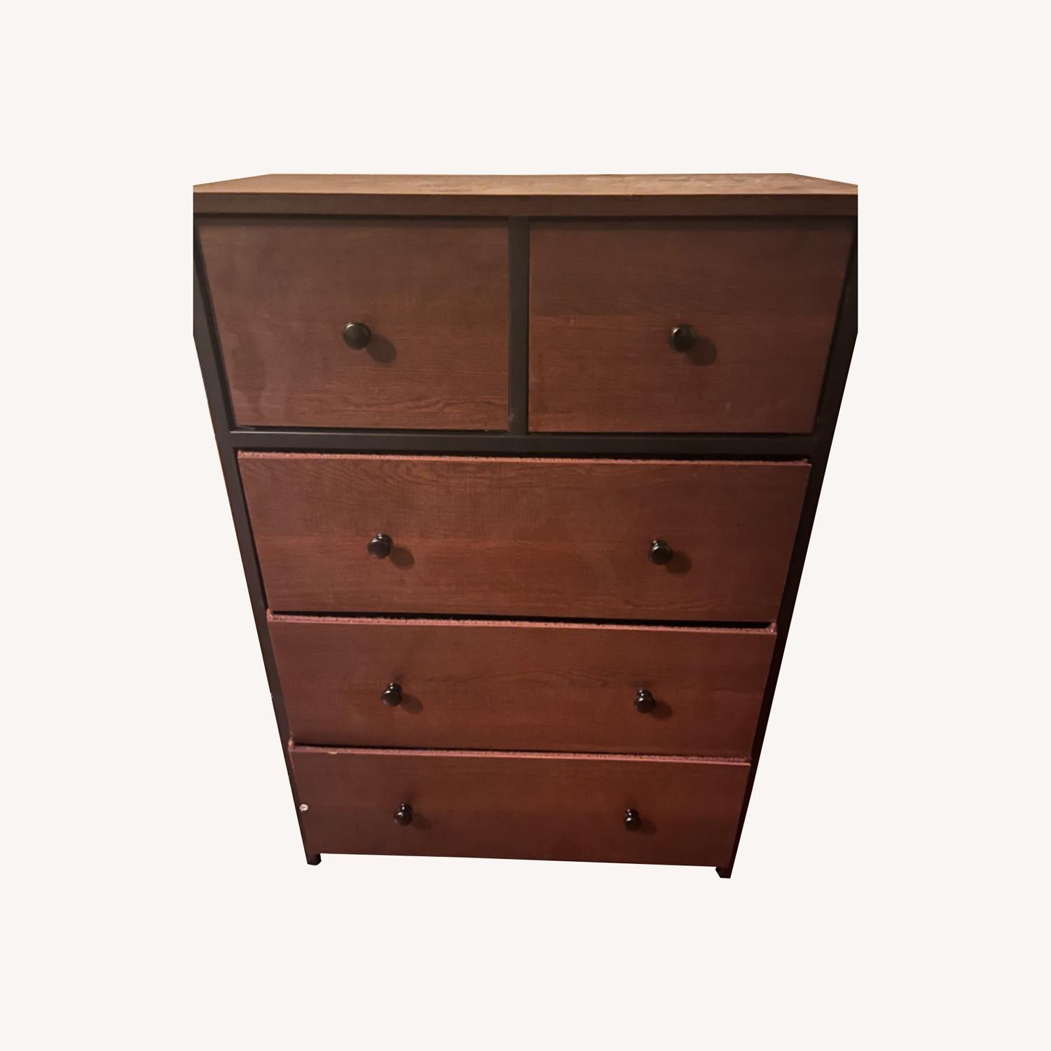 Wood, Steel Chest of Drawers - image-0