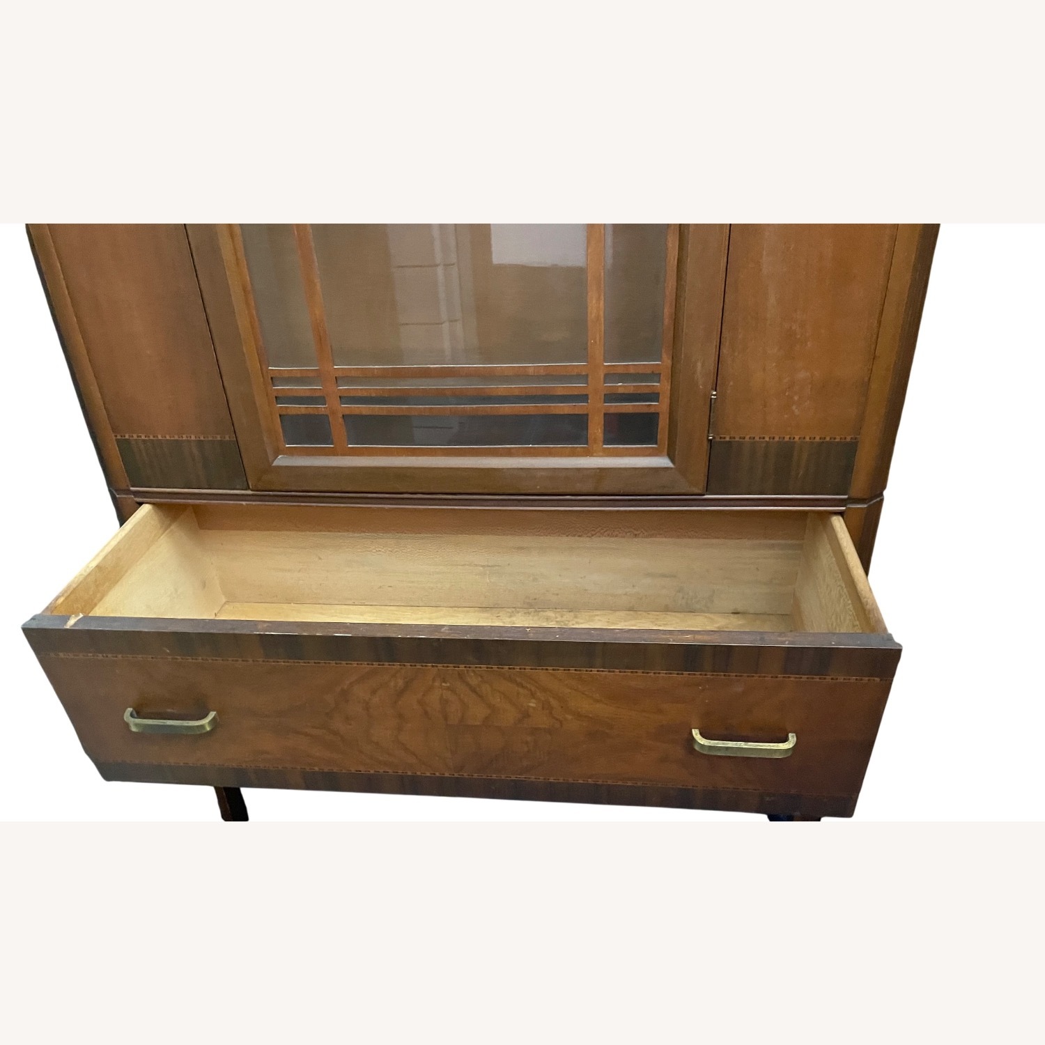 Art Deco Style Burled Wood Inlayed China Cabinet - image-2