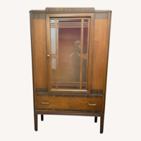 Art Deco Style Burled Wood Inlayed China Cabinet
