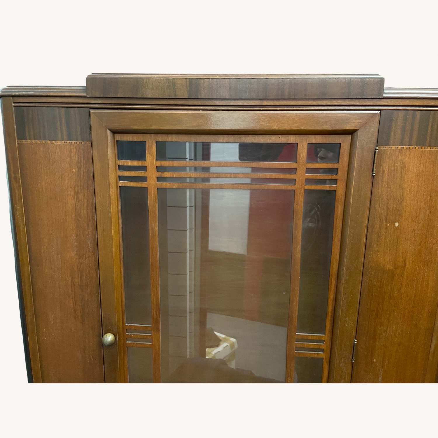 Art Deco Style Burled Wood Inlayed China Cabinet - image-3