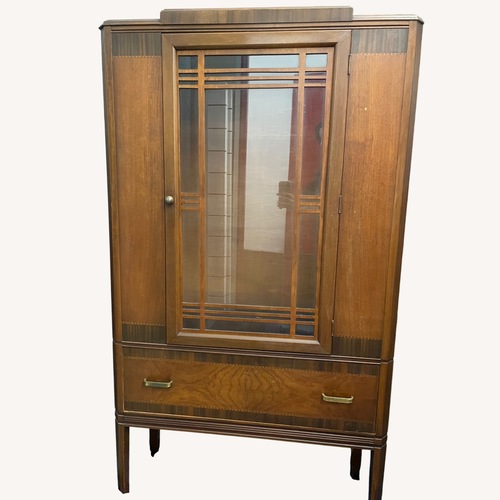 Used Art Deco Style Burled Wood Inlayed China Cabinet for sale on AptDeco