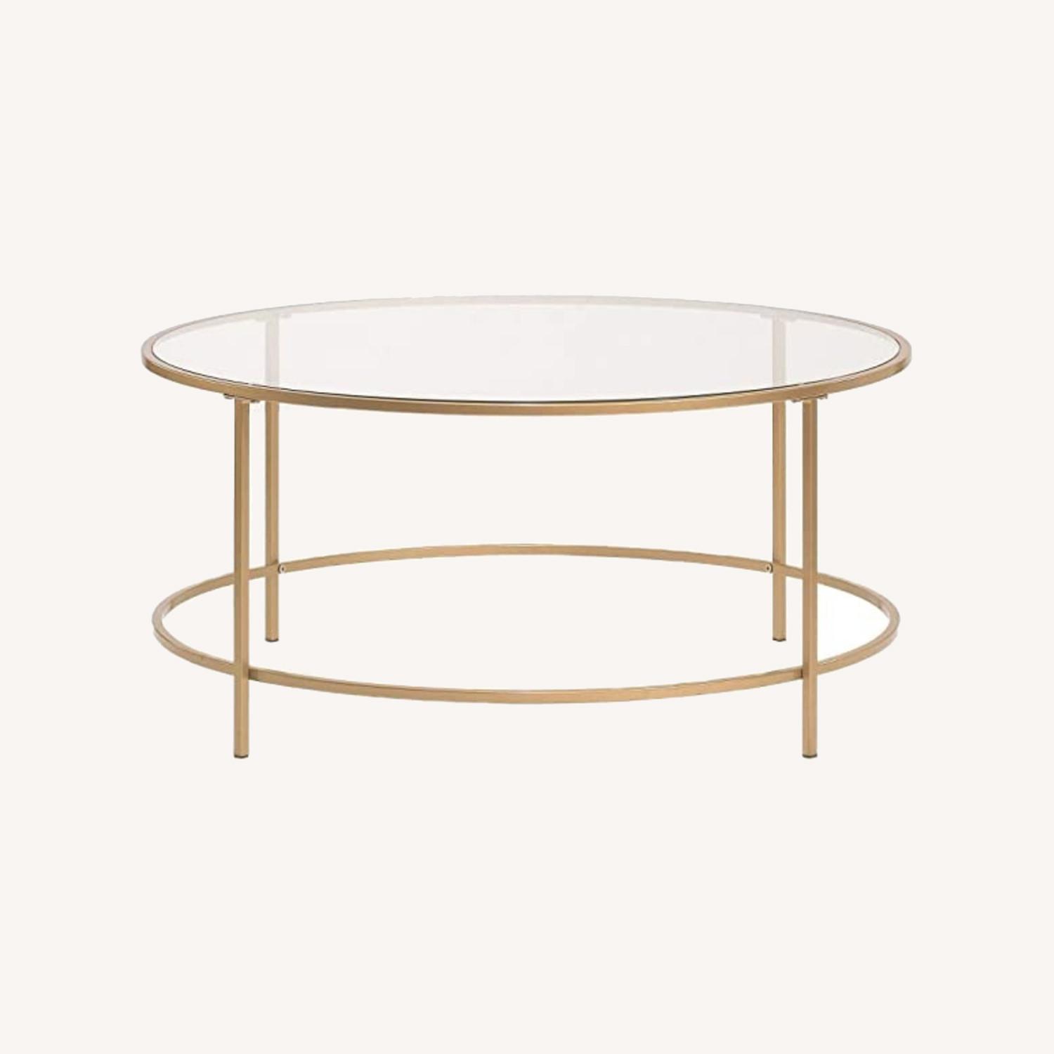 Lux Coffee Table Round, Glass / Gold Finish AptDeco