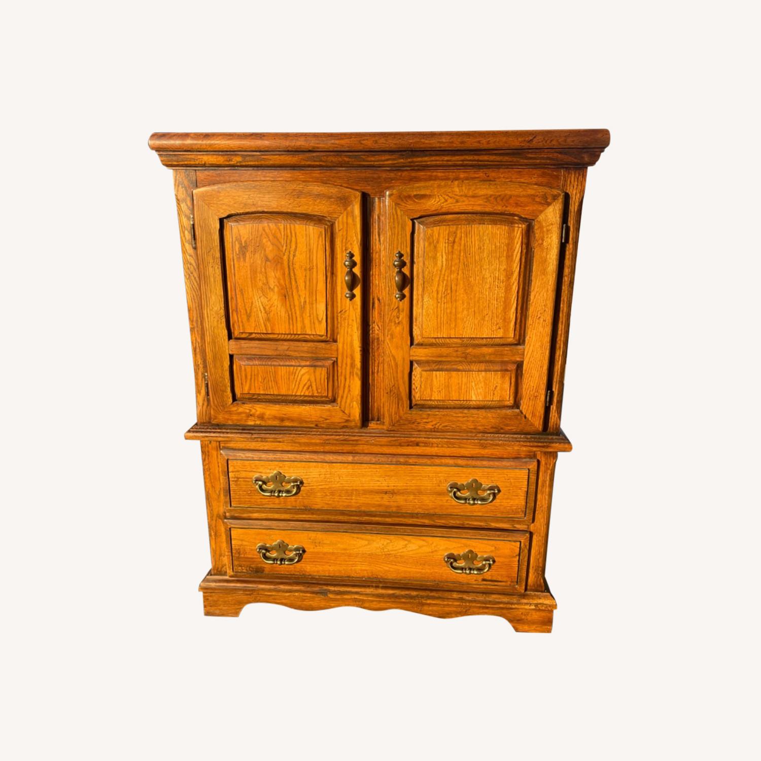 Vintage 1970s Solid Wood Armoire - image-0