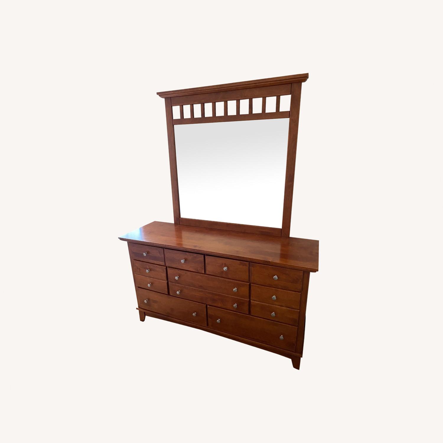 Oak Wood Dresser with Mirror AptDeco