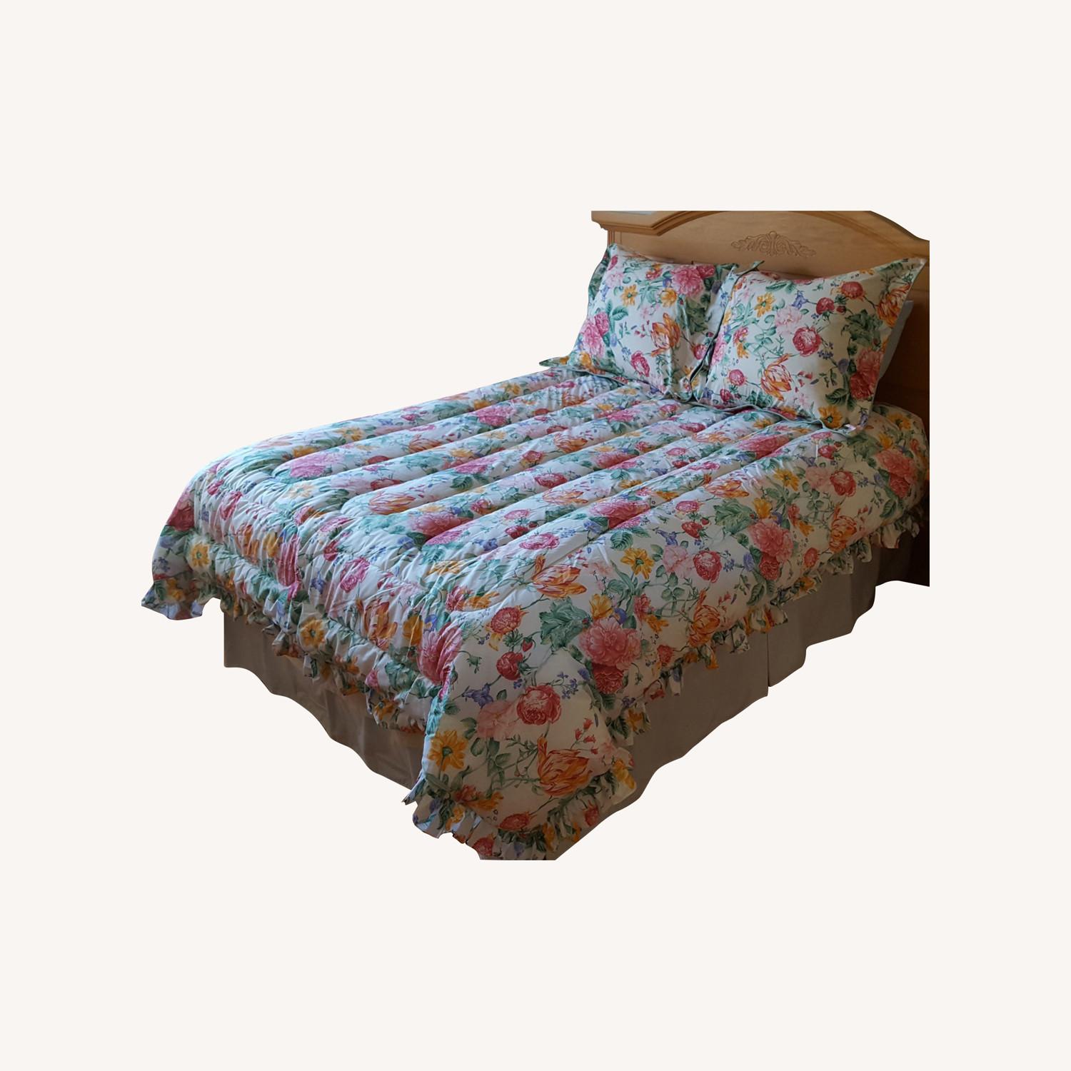 Floral Comforter & 2 Euro Square Pillows - image-0