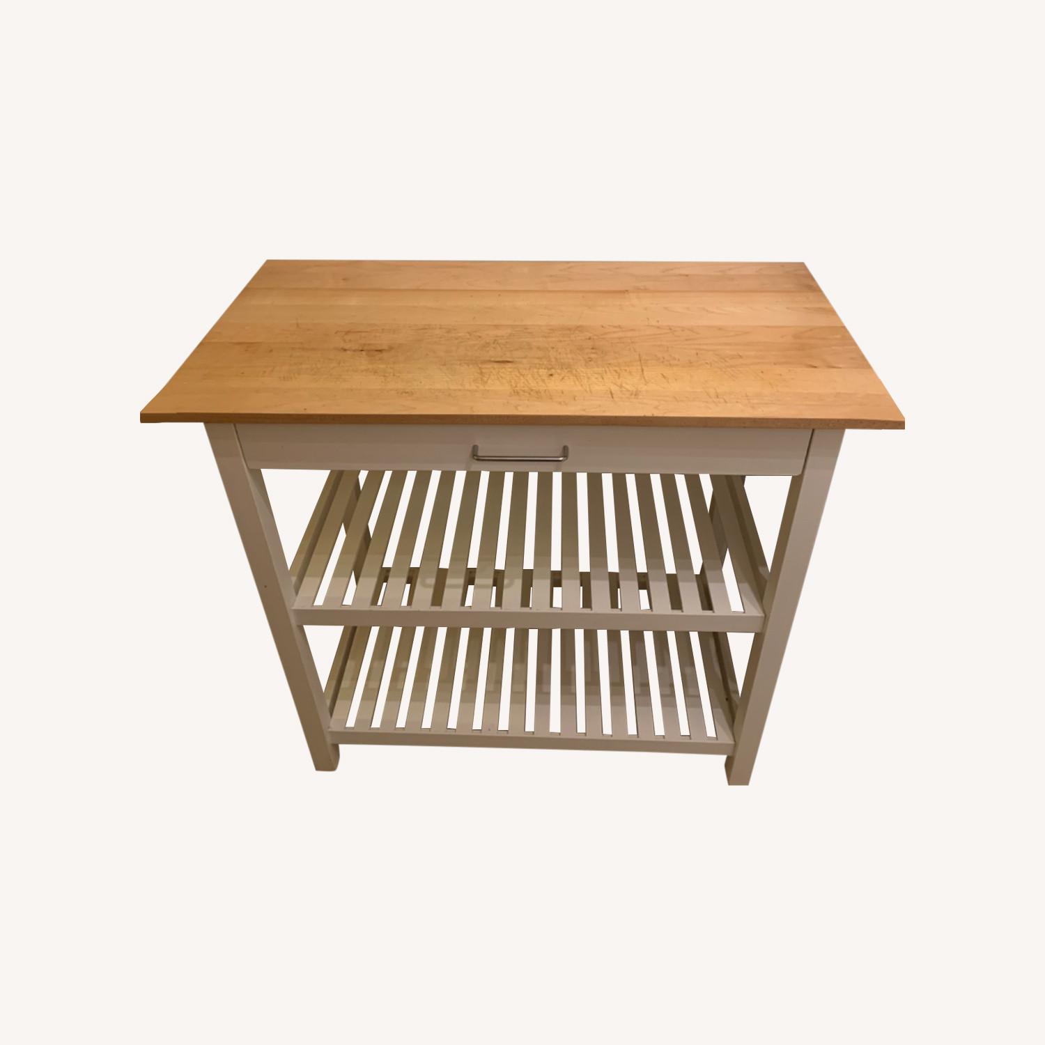 White Wood Kitchen Island - image-0