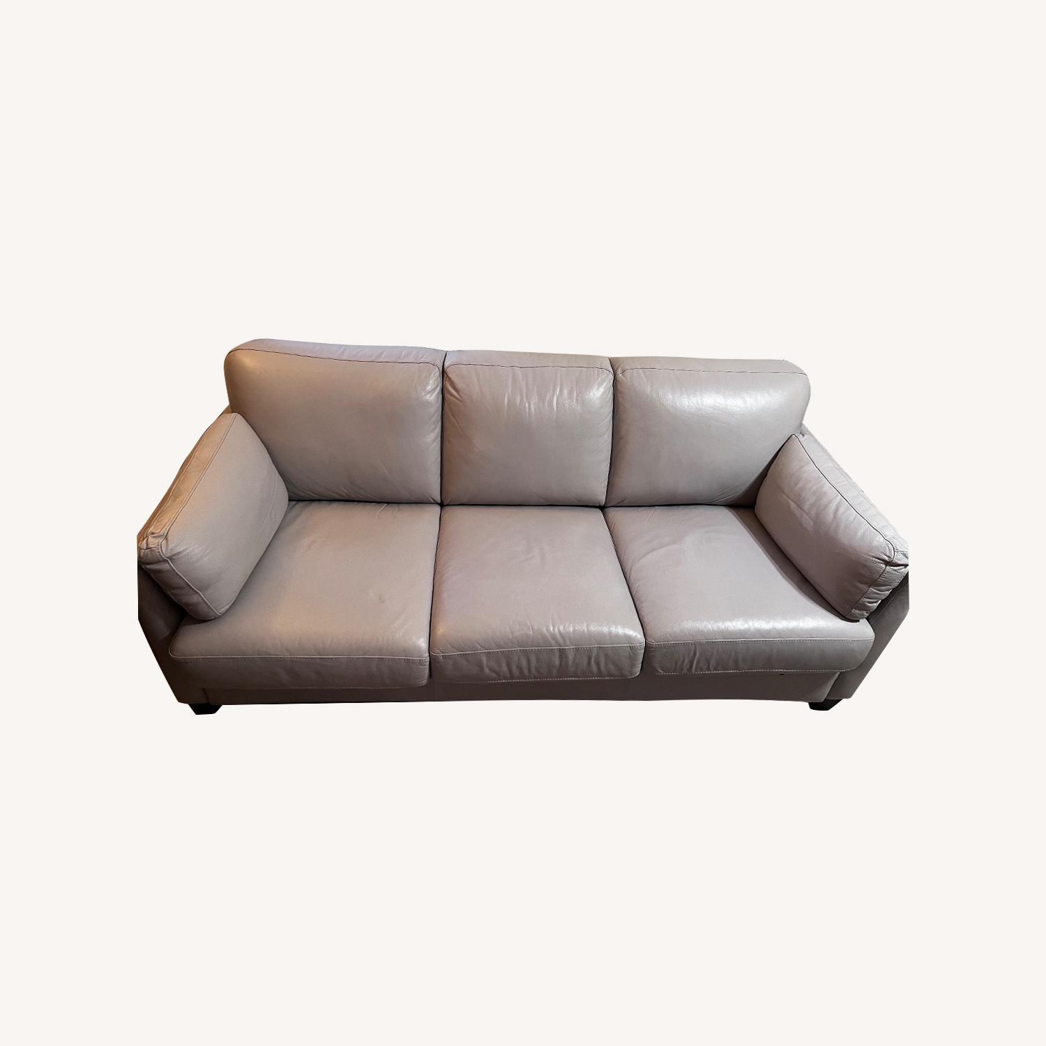 Gray Faux Leather Sleeper Sofa - AptDeco