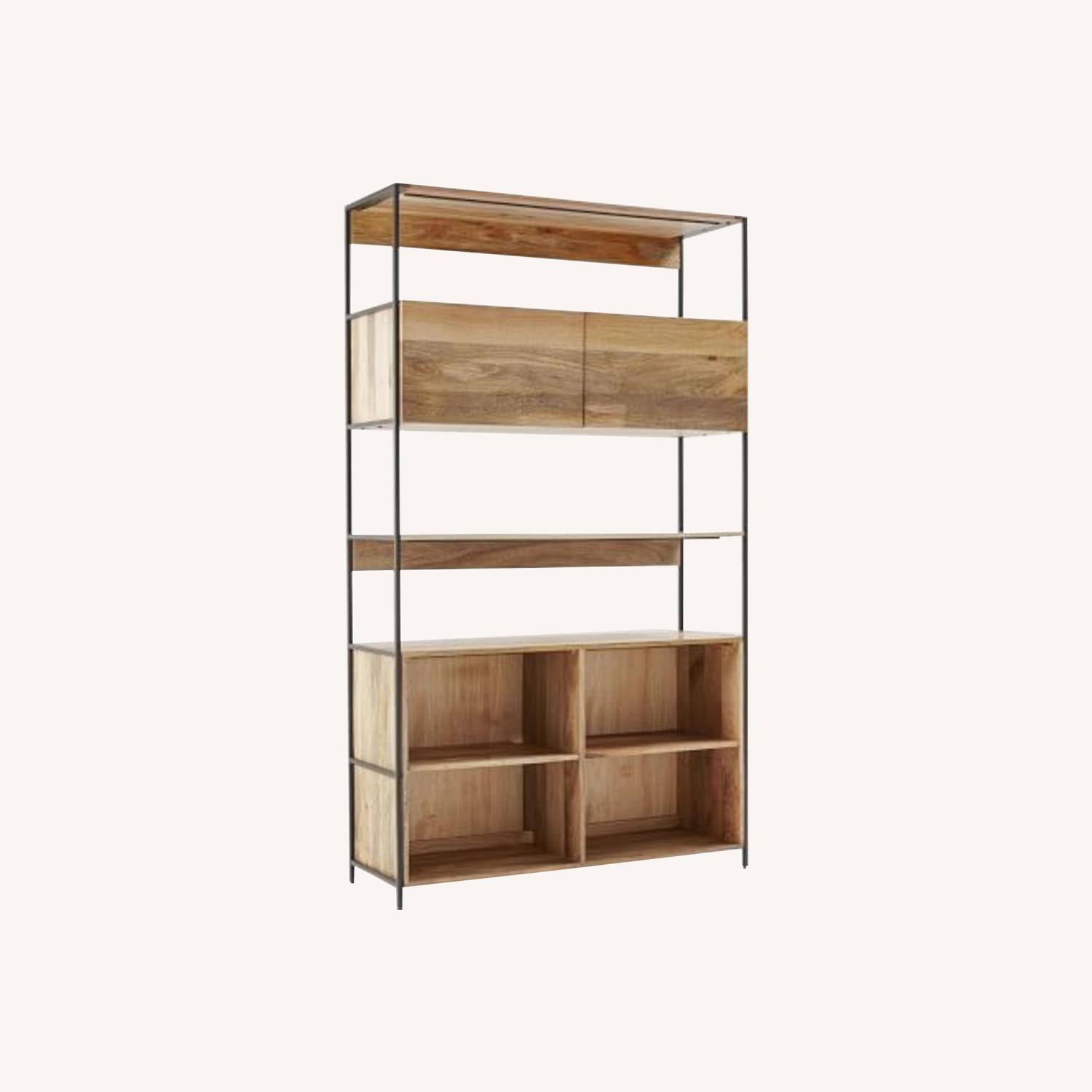 West Elm Mango Wood Industrial Storage Shelf AptDeco