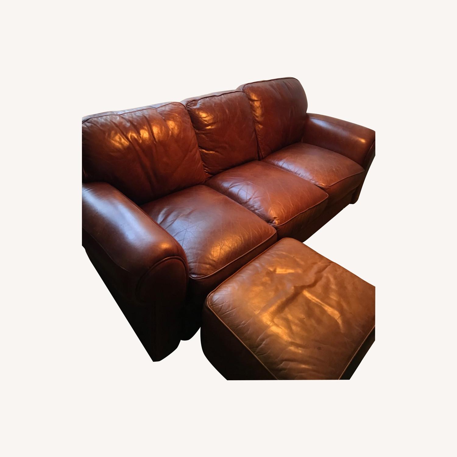 Vintage Leather Couch with Ottoman AptDeco