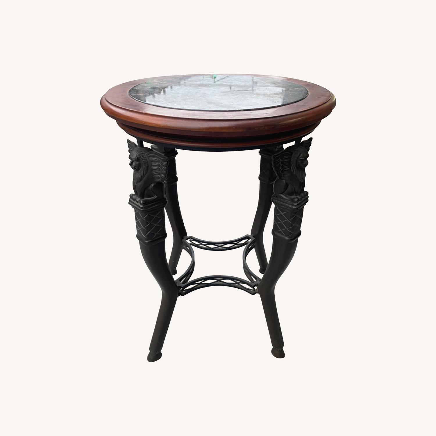 Sphinx Metal Wood & Marble Side Table - image-0