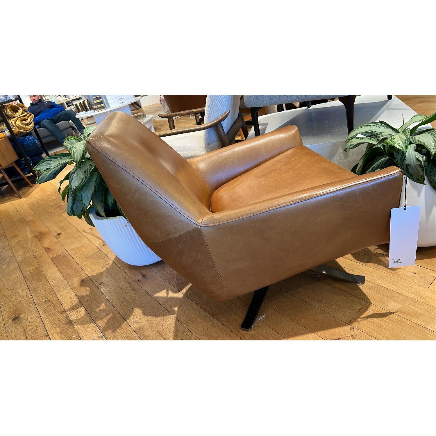 West Elm Lucas Leather Swivel Base Chair - image-9