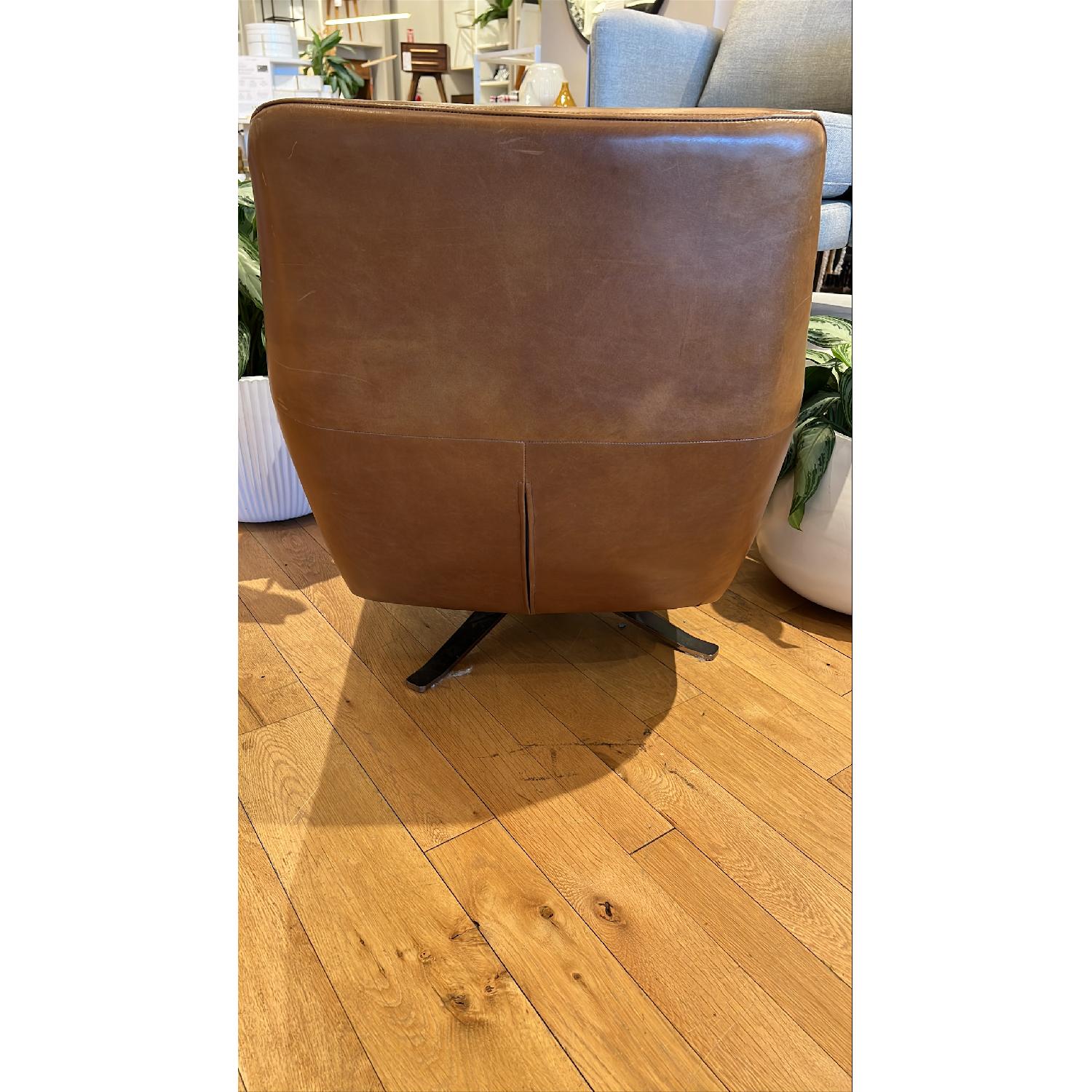West Elm Lucas Leather Swivel Base Chair - image-10