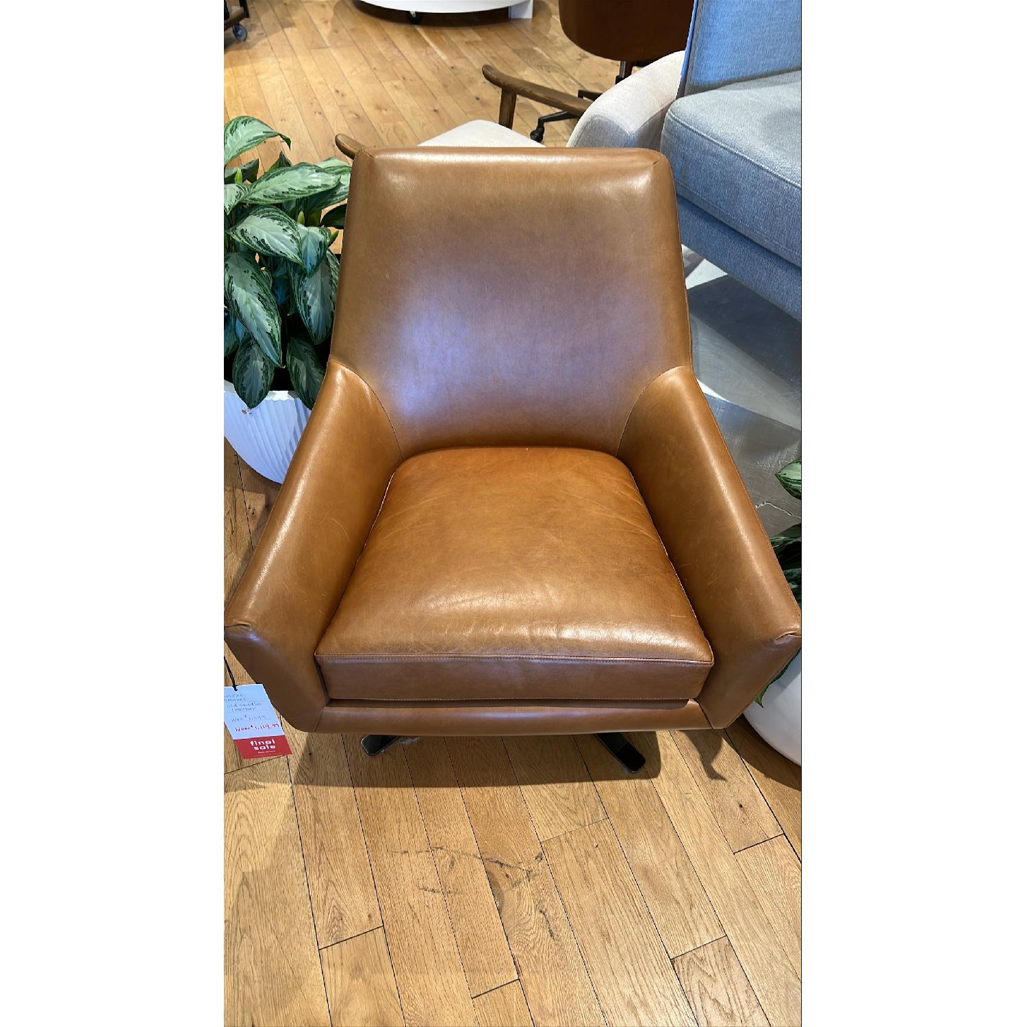 West Elm Lucas Leather Swivel Base Chair - image-11