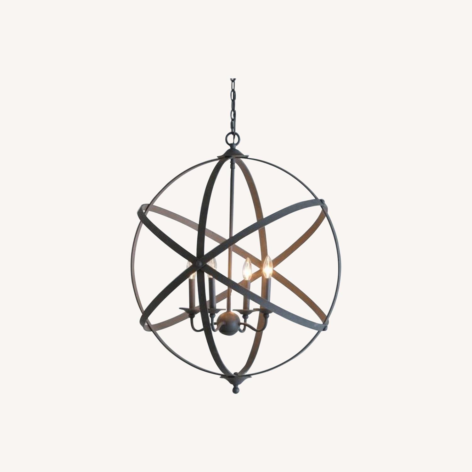 Ethan Allen Black Iron Globe Chandelier - image-0