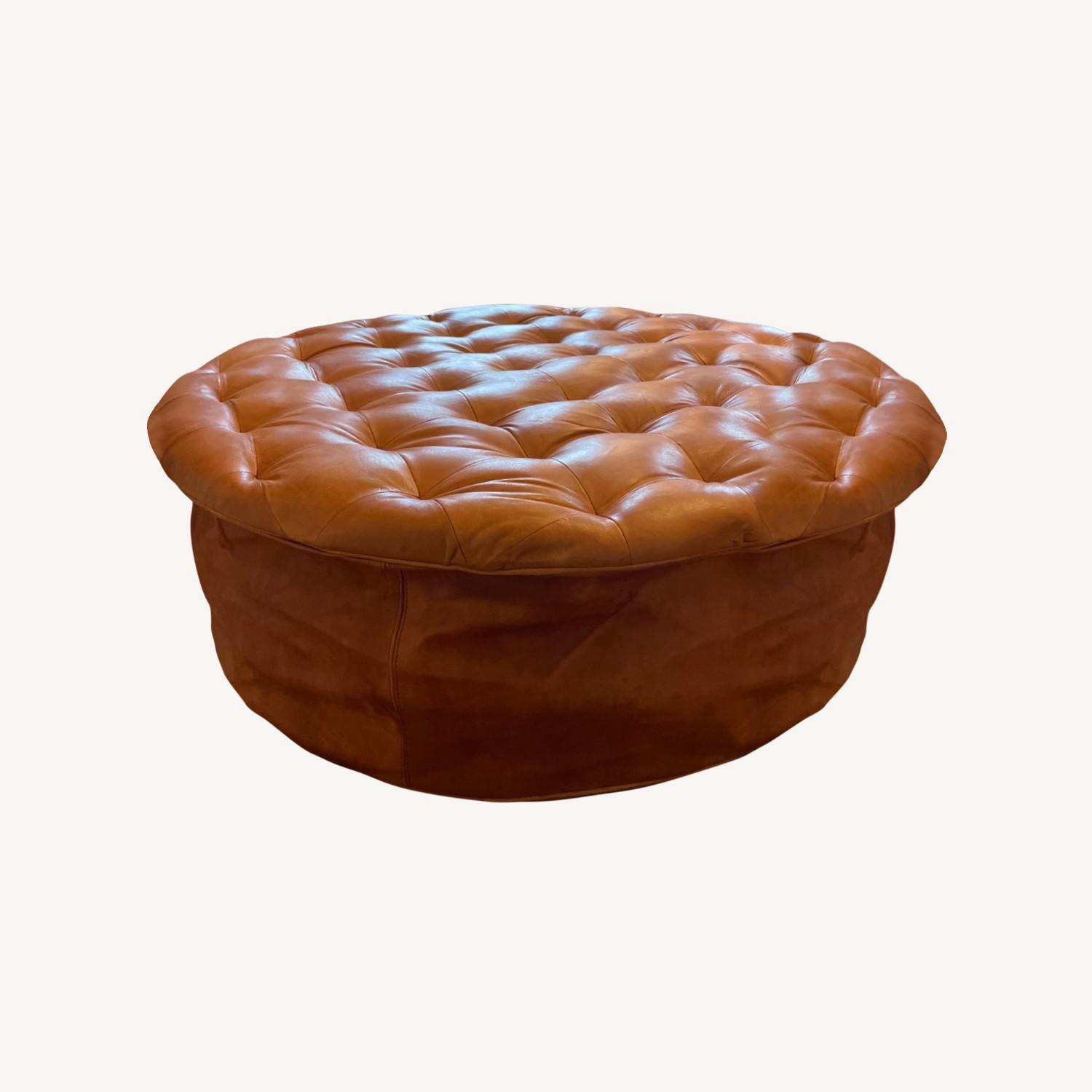 Large Leather Ottoman, from Moroccan Artisan - image-0