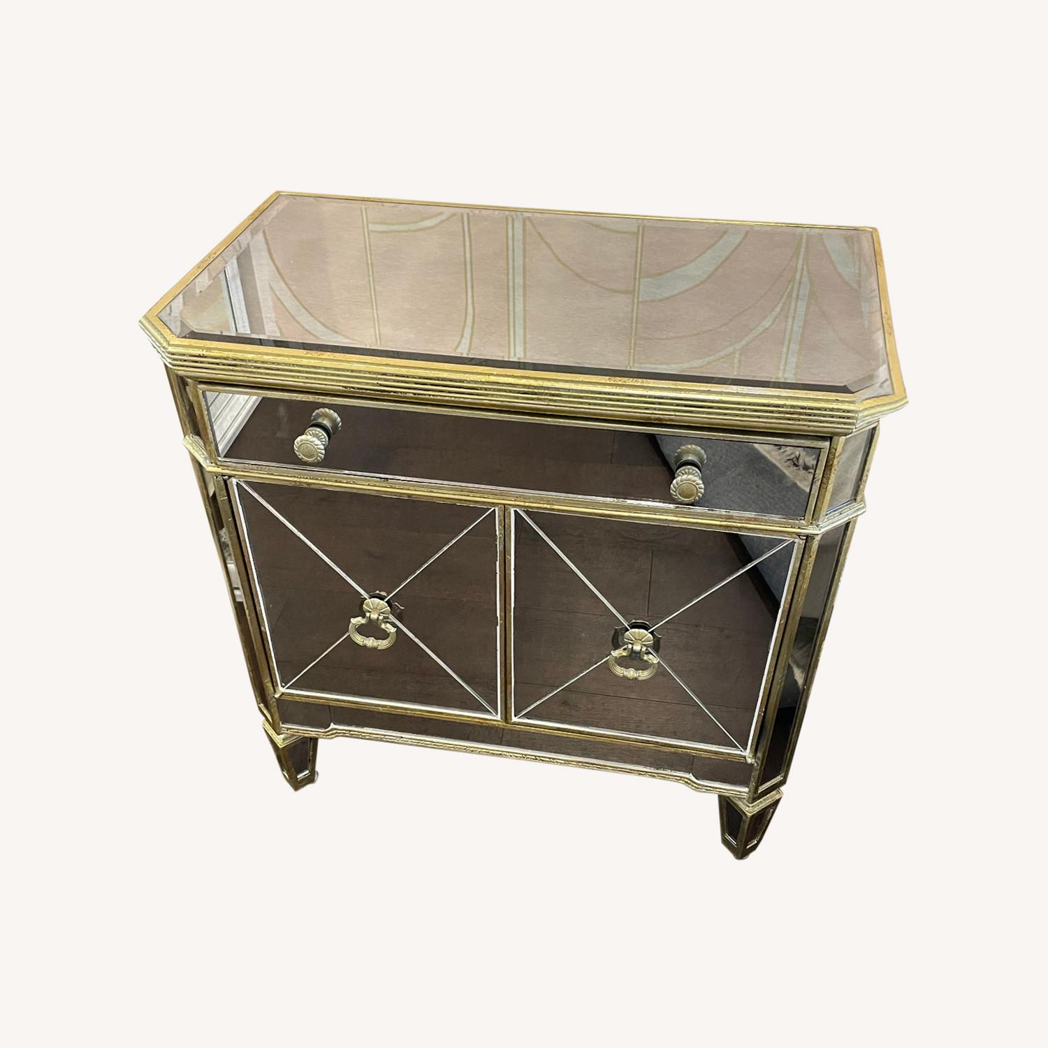 Z Gallerie Mirror Antique Brass Side Table Set AptDeco