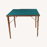 Mid-Century Modern Wood Foldable Poker Game Table