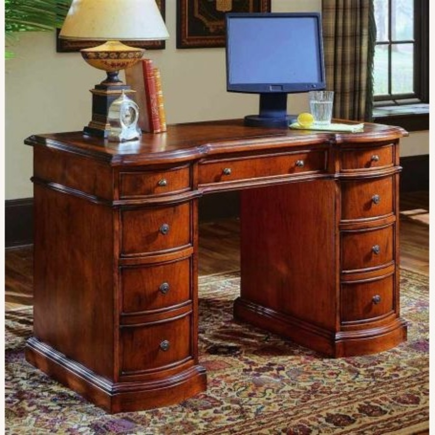 Hooker Bow Front Cherry Desk - image-9