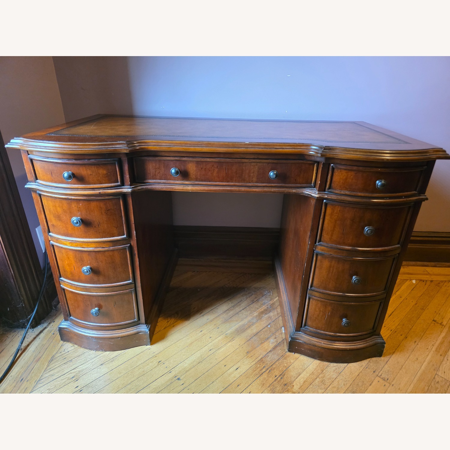 Hooker Bow Front Cherry Desk - image-2