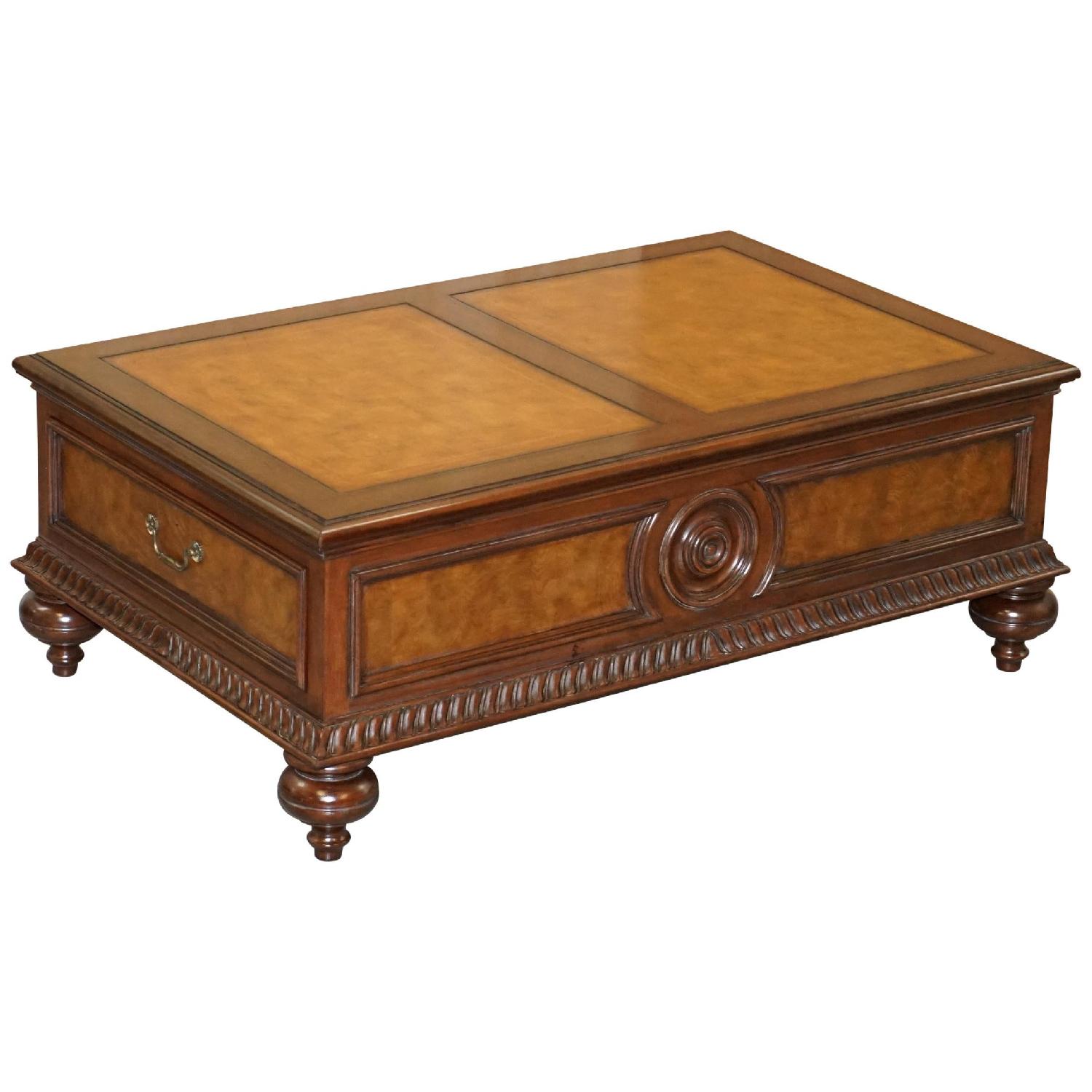 Ethan Allen Morley - Leather Topped Coffee Table - image-10