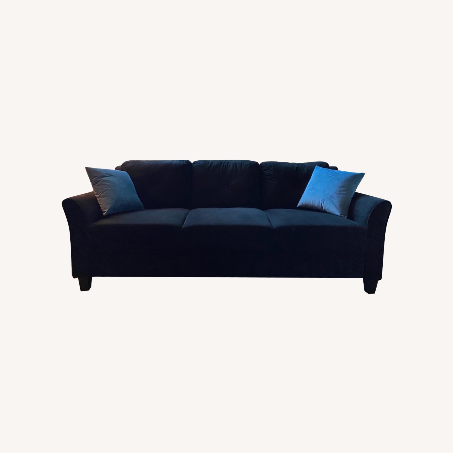 Wayfair Dark Blue Comfy Couch AptDeco