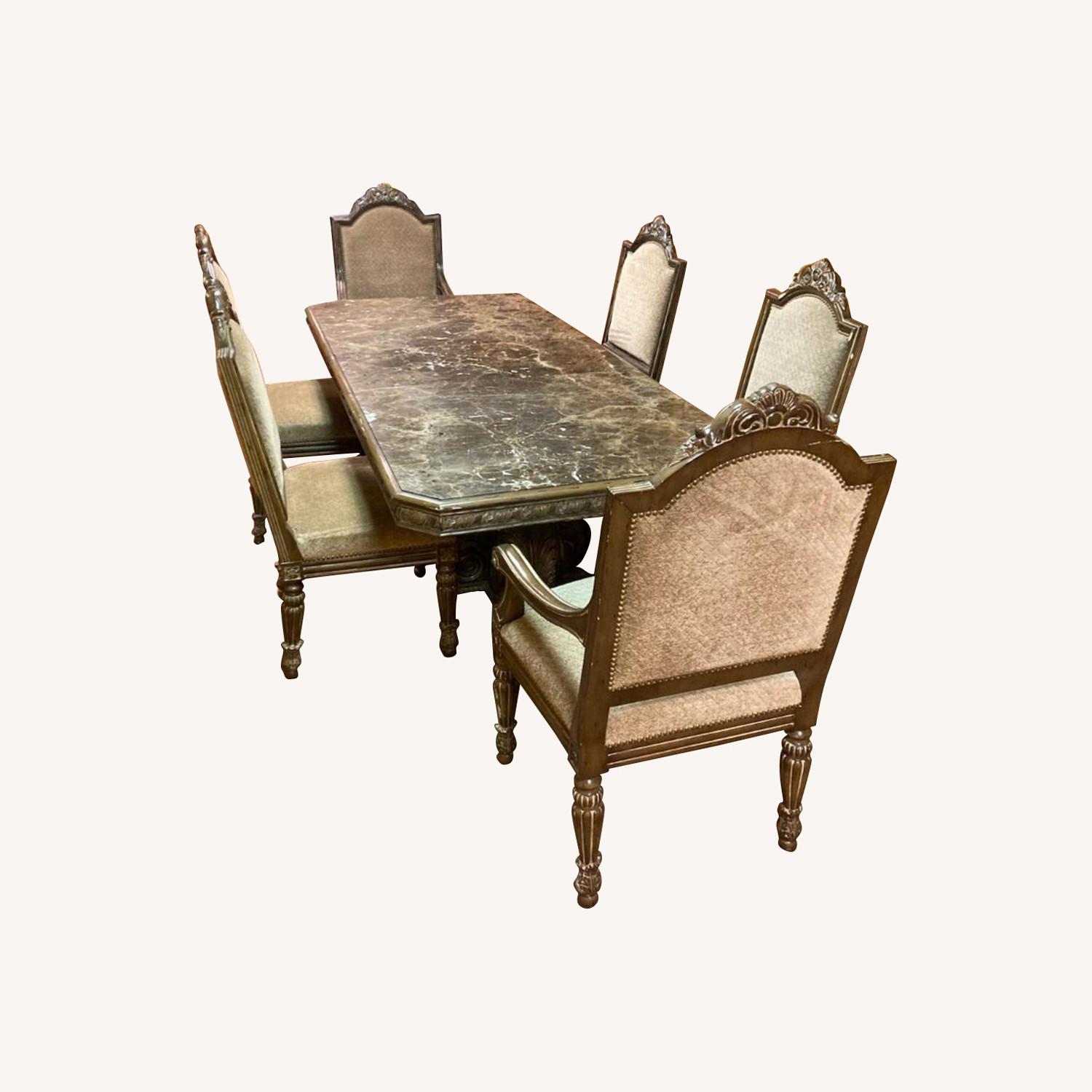 Heavy Marble Table and Chair Set AptDeco