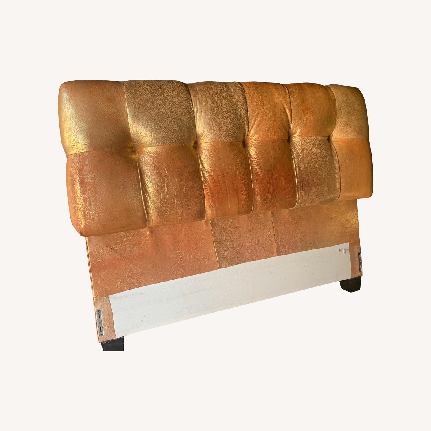 Gold Leather Bed AptDeco