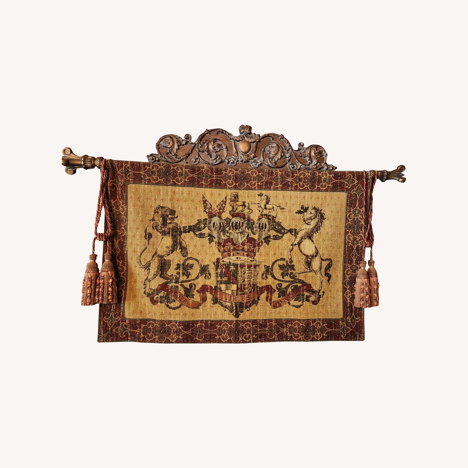 Wall Tapestry with Ornate Gold Brackets AptDeco