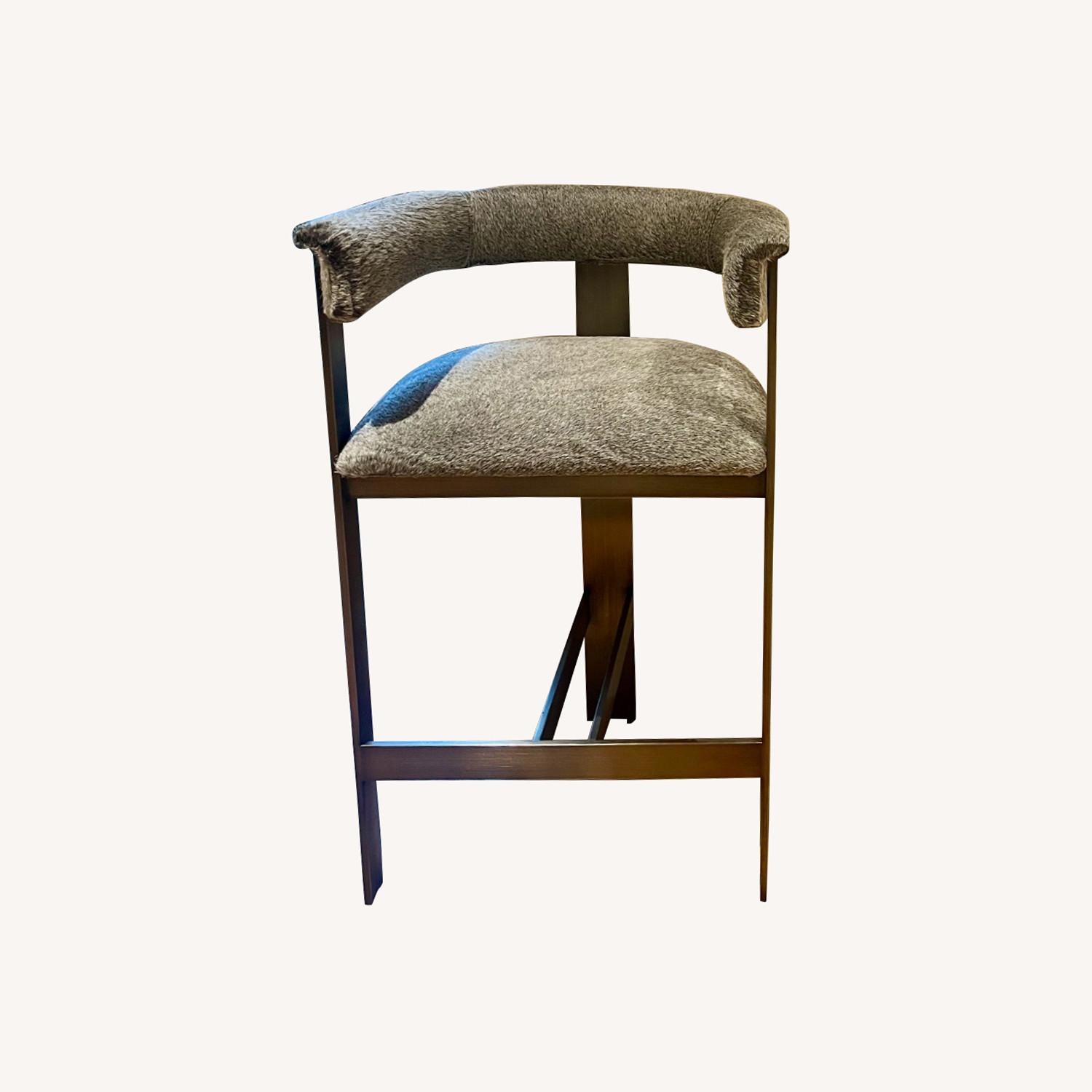 Interlude Home Set of 2 Grey Cow Hide Bar Stools - image-0