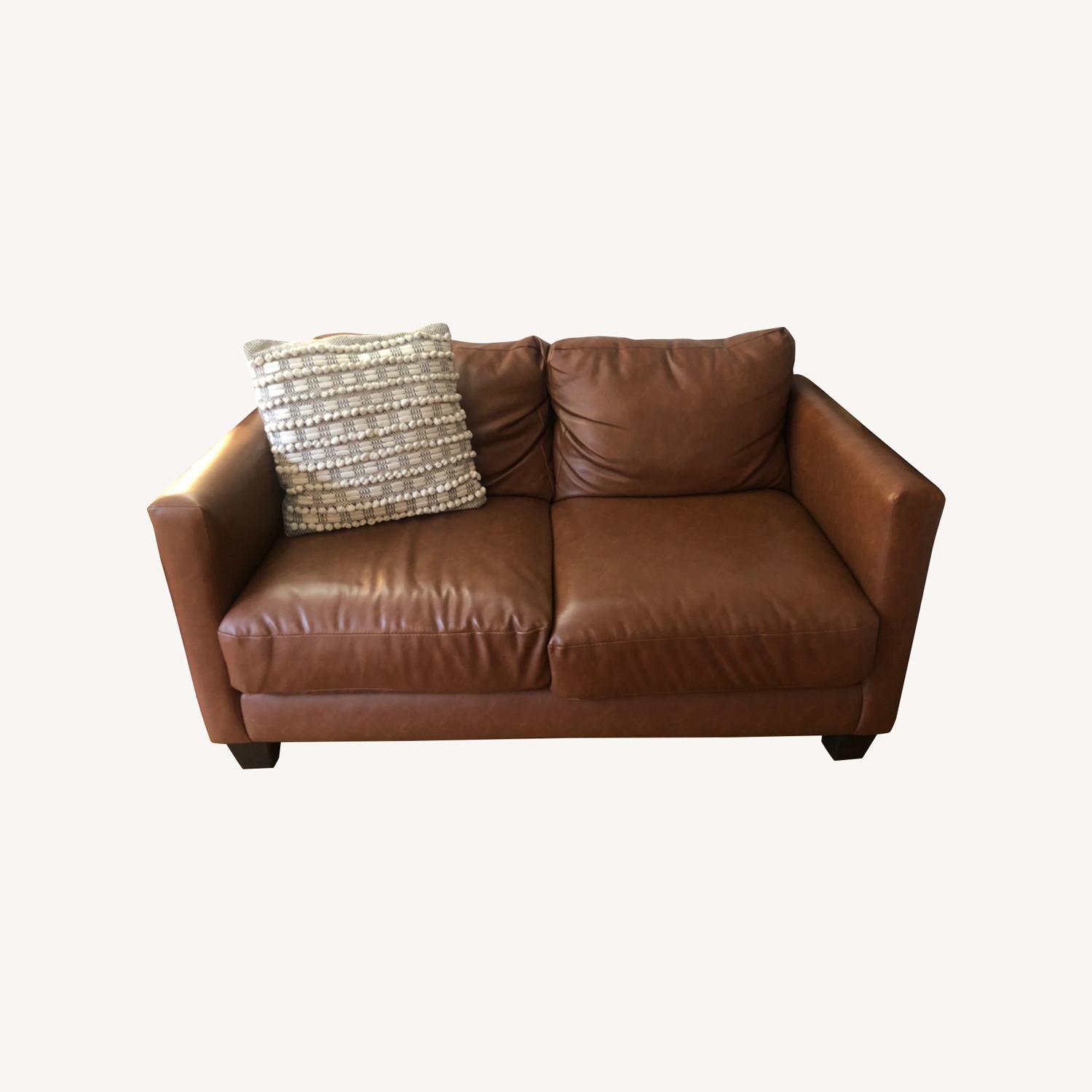 Wayfair Brown Leather 2 Seater Couch AptDeco