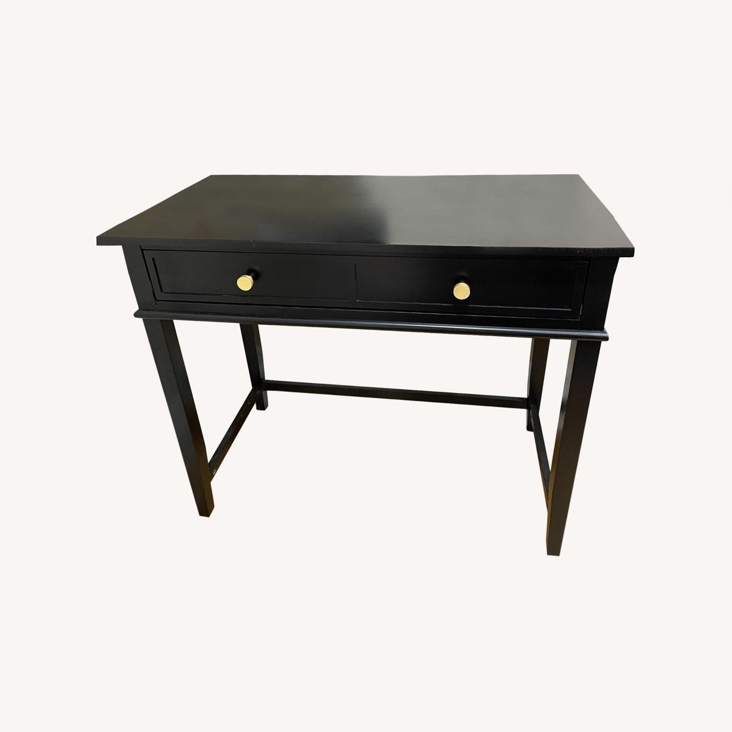 Ameriwood Industries Black Desk with Gold Knobs AptDeco