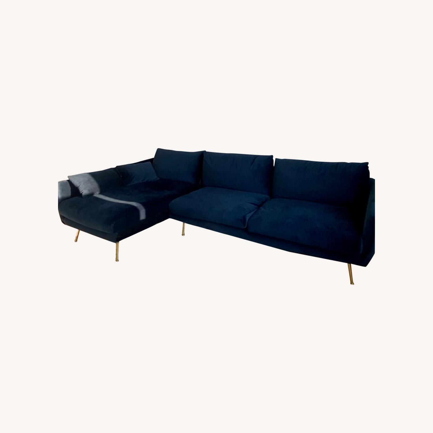 Edloe Finch Harmony Midnight Blue Velvet Sectional - AptDeco