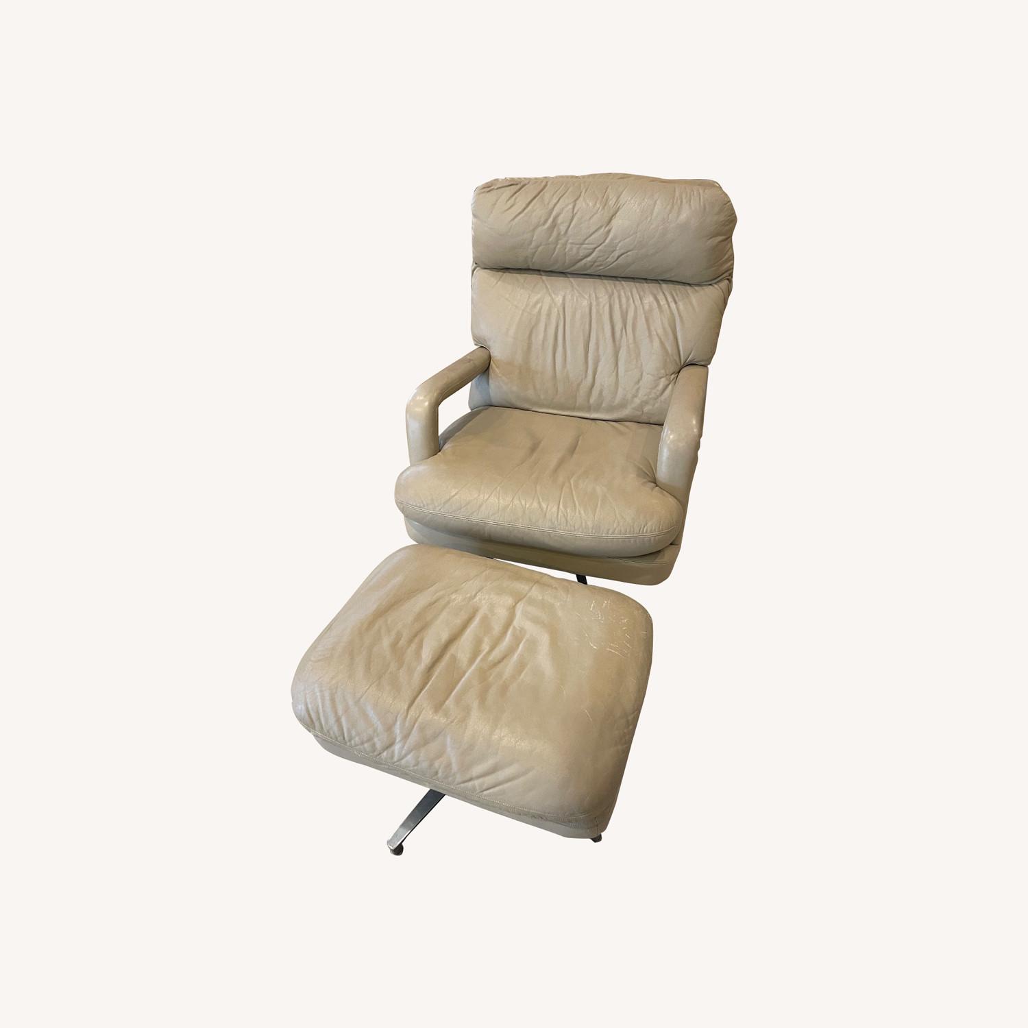 Leather Chair and Ottoman - image-0