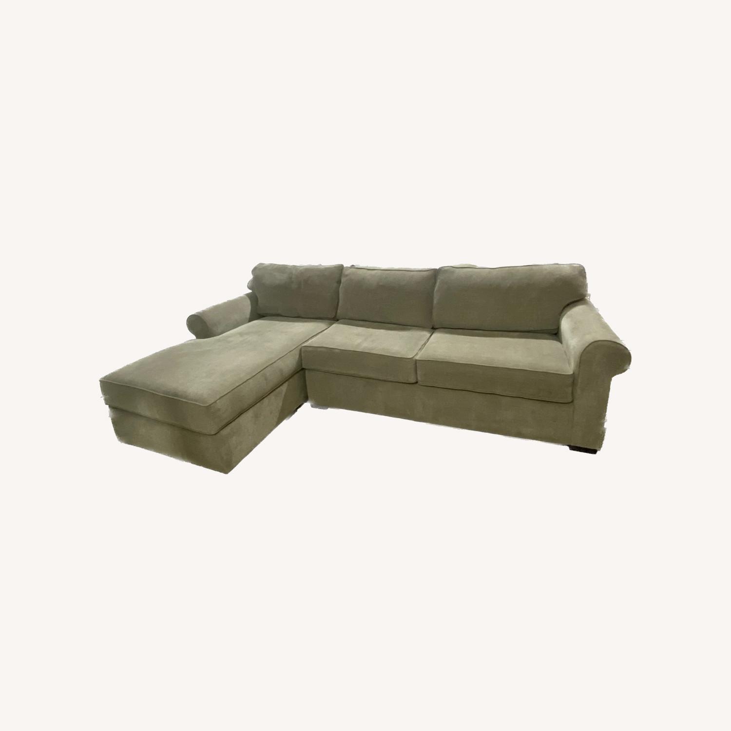 Raymour & Flanigan Silver/Grey Sofa With Chaise - image-0